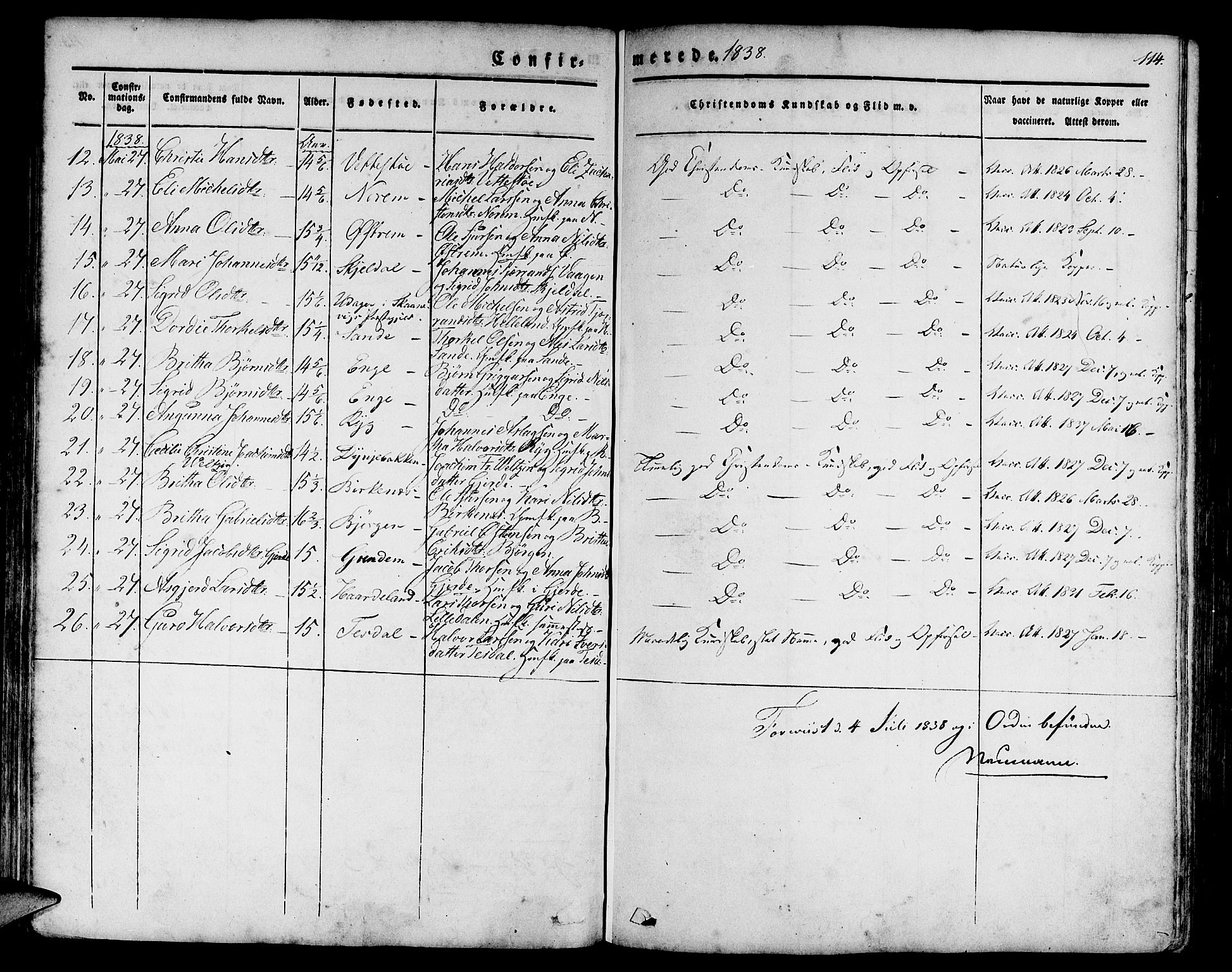 Etne sokneprestembete, AV/SAB-A-75001/H/Haa: Parish register (official) no. A 7, 1831-1847, p. 114