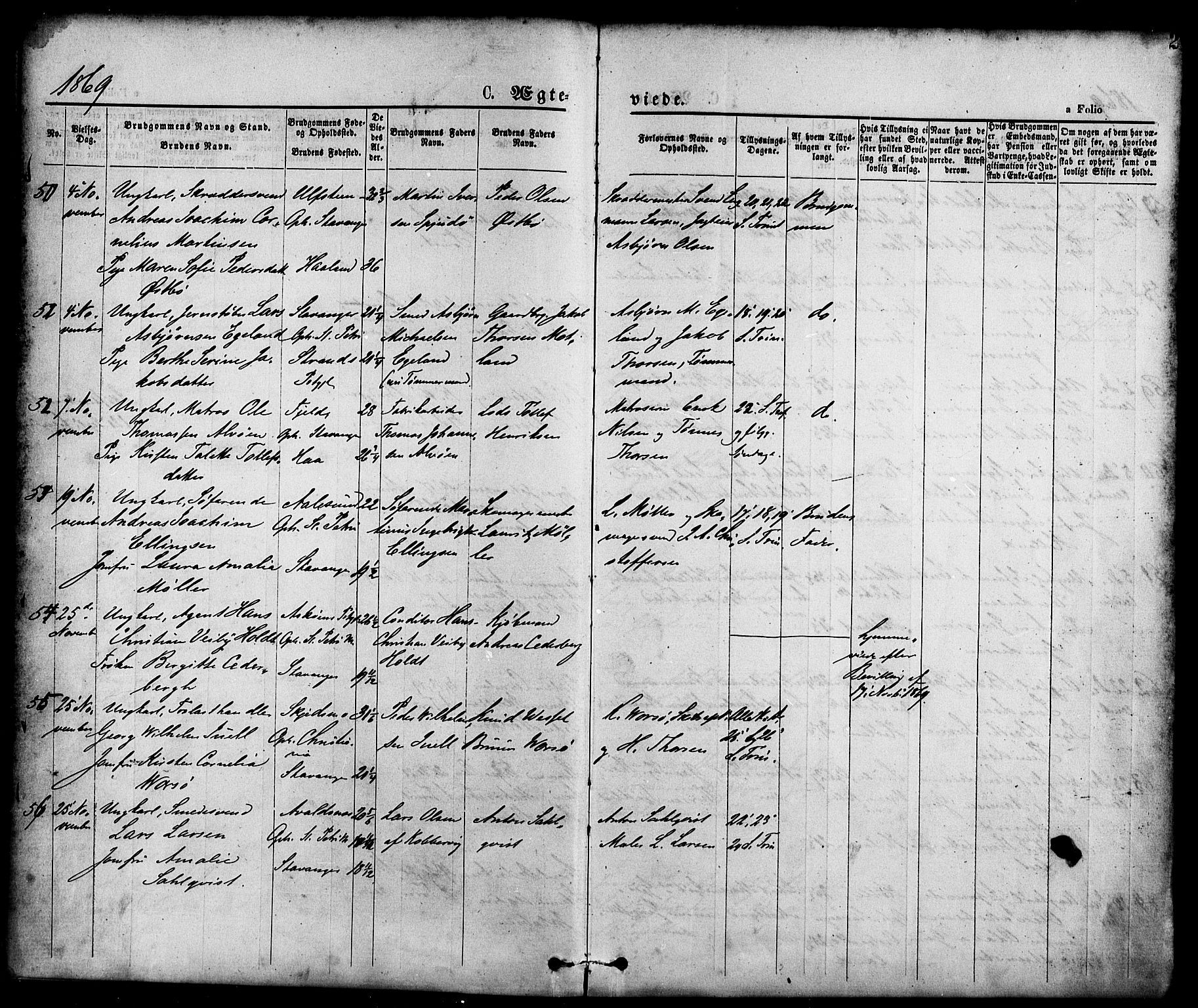 St. Petri sokneprestkontor, AV/SAST-A-101813/001/30/30BA/L0010: Parish register (official) no. A 10, 1869-1878, p. 2