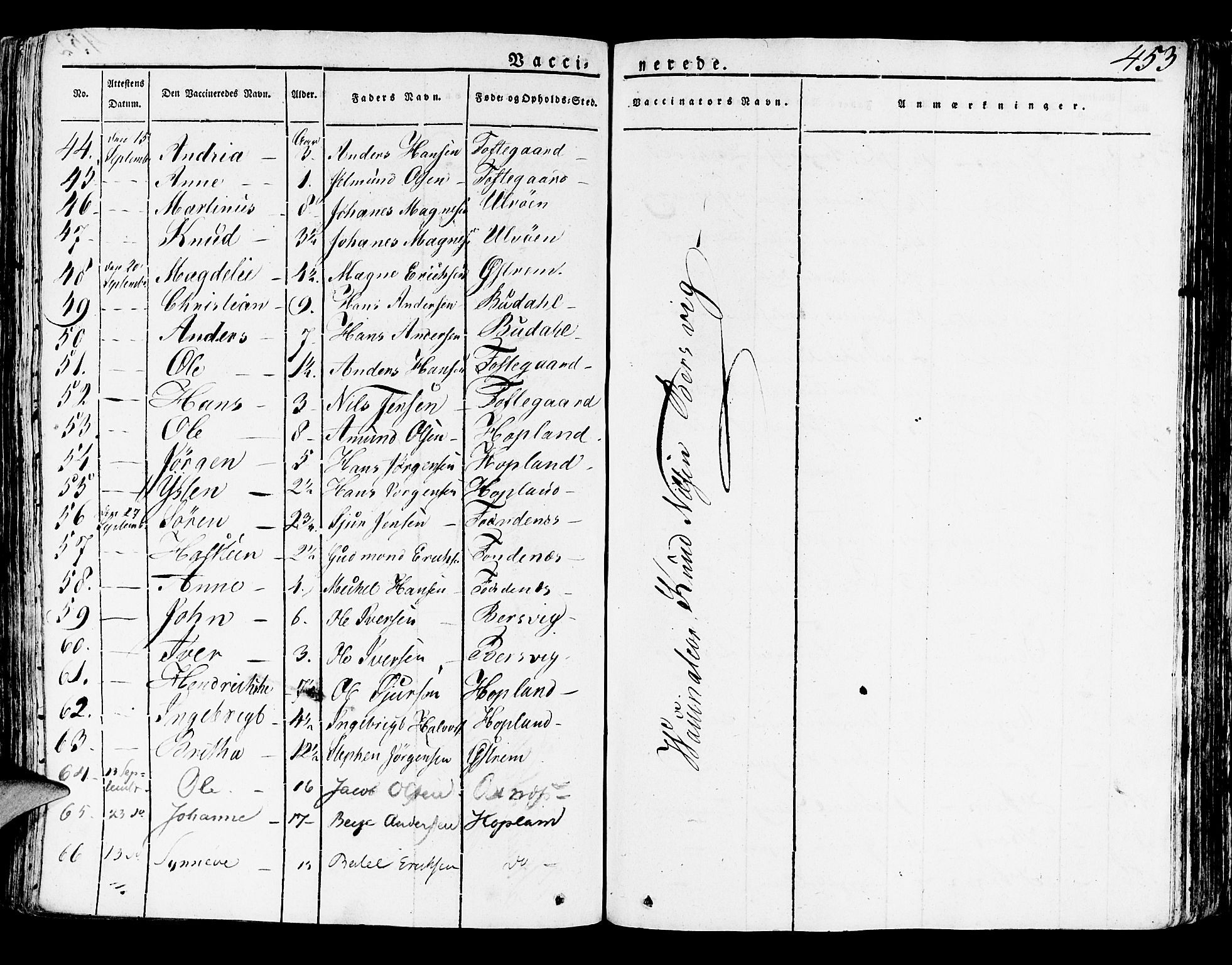 Lindås Sokneprestembete, SAB/A-76701/H/Haa: Parish register (official) no. A 8, 1823-1836, p. 453