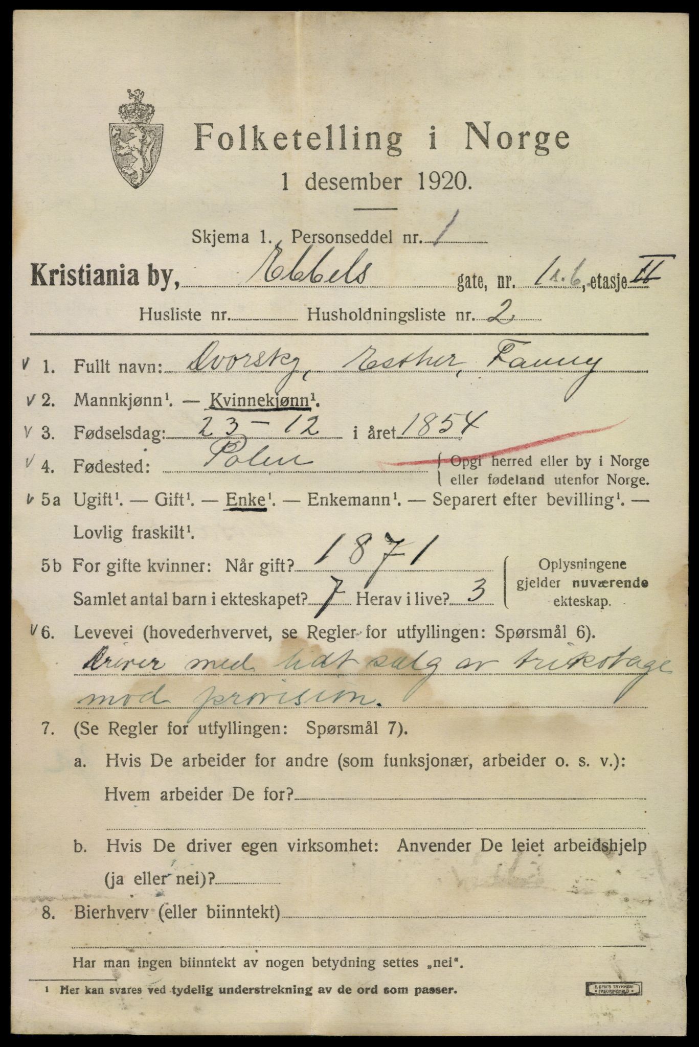 SAO, 1920 census for Kristiania, 1920, p. 206879