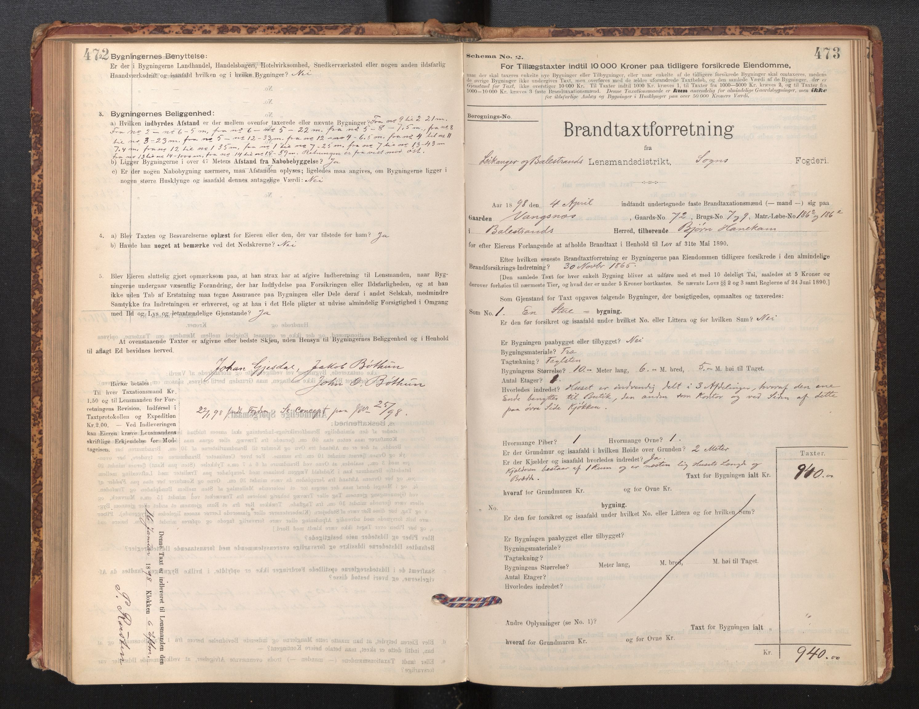 Lensmannen i Leikanger, AV/SAB-A-29201/0012/L0004: Branntakstprotokoll, skjematakst, 1894-1903, p. 472-473