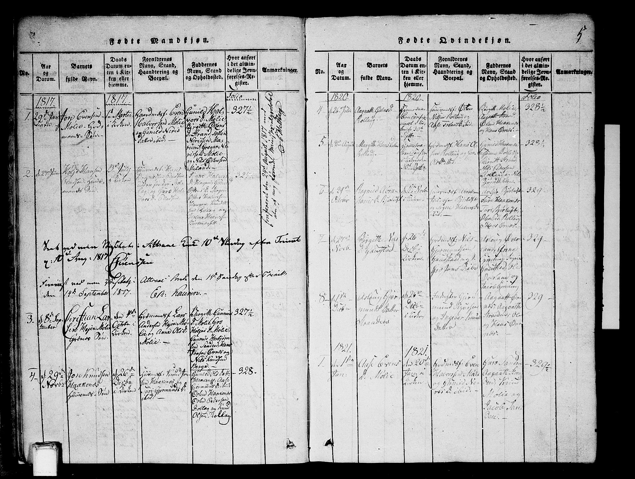 Tinn kirkebøker, SAKO/A-308/G/Gb/L0001: Parish register (copy) no. II 1 /1, 1815-1850, p. 5