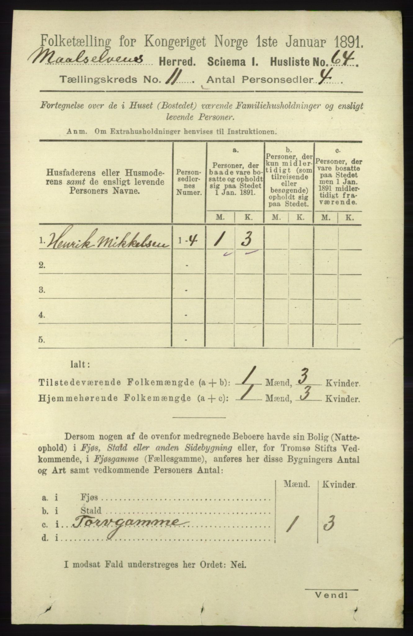 RA, 1891 census for 1924 Målselv, 1891, p. 3255