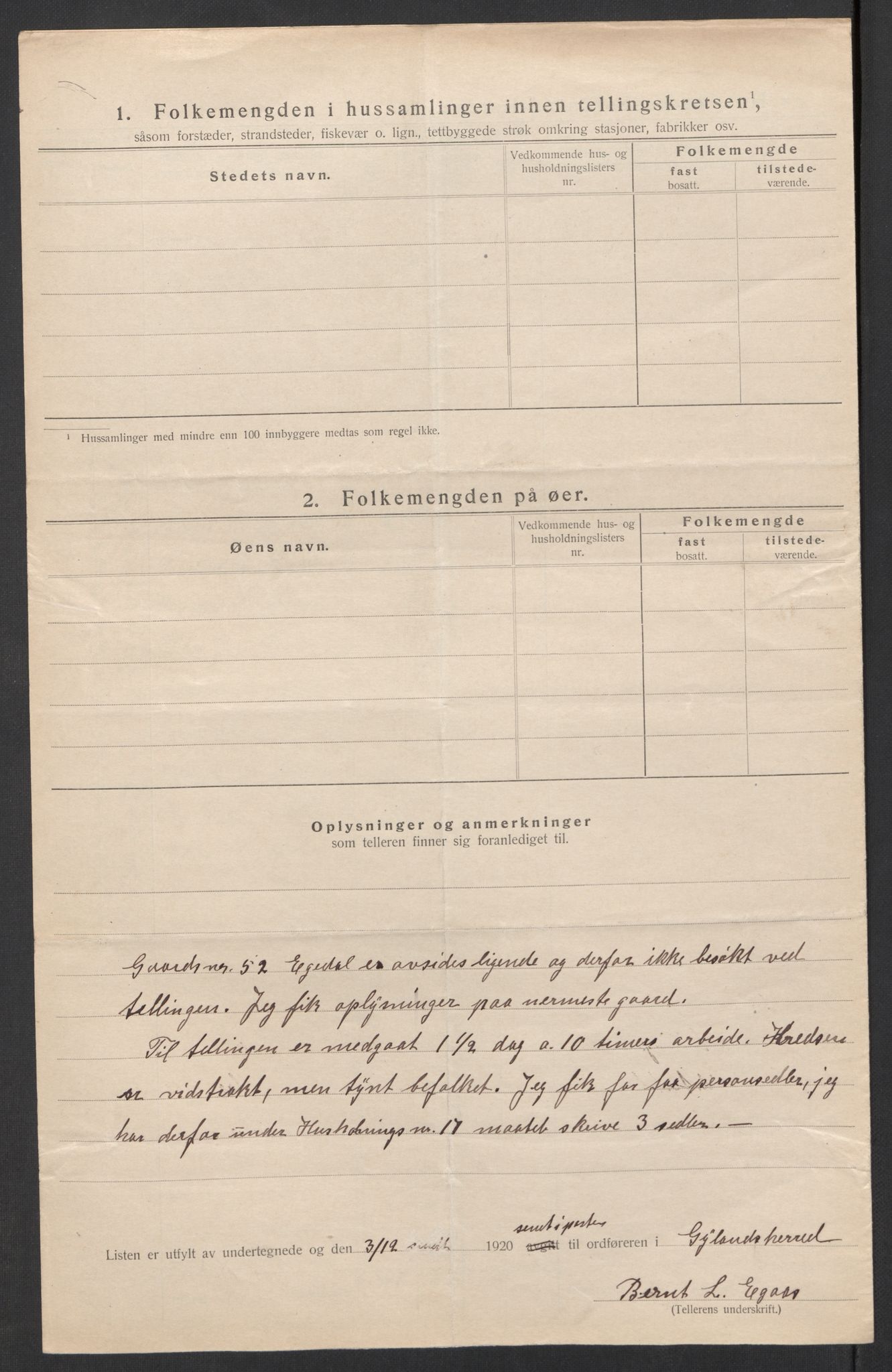 SAK, 1920 census for Gyland, 1920, p. 26