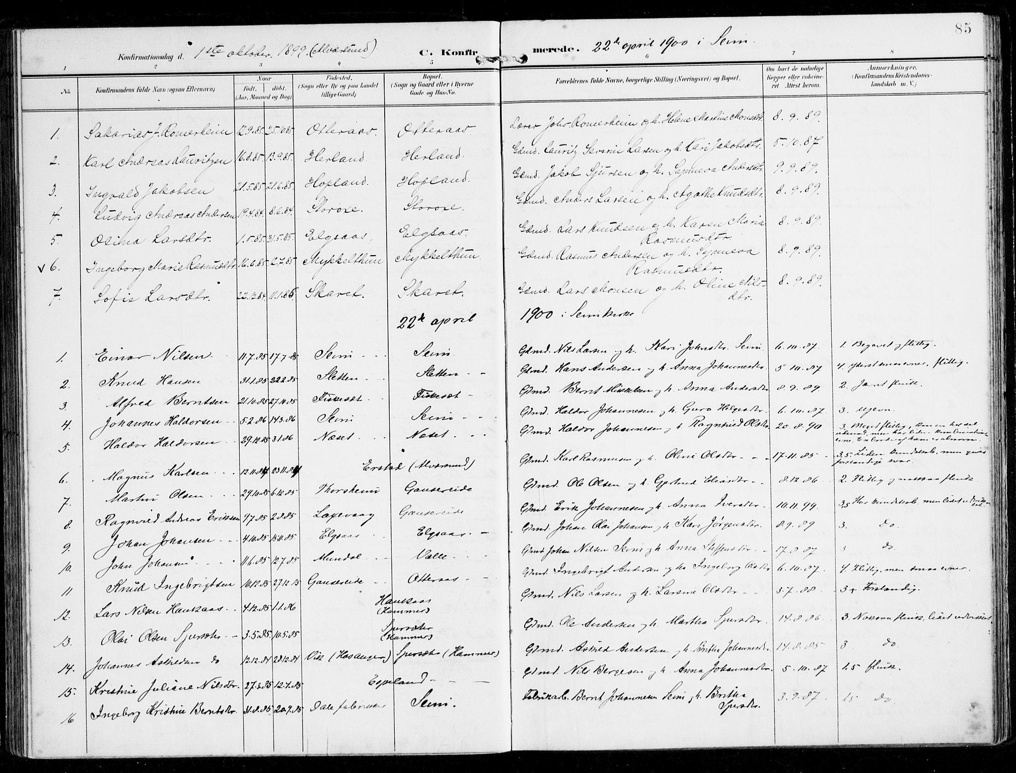 Alversund Sokneprestembete, SAB/A-73901/H/Ha/Haa/Haad/L0004: Parish register (official) no. D 4, 1898-1926, p. 85