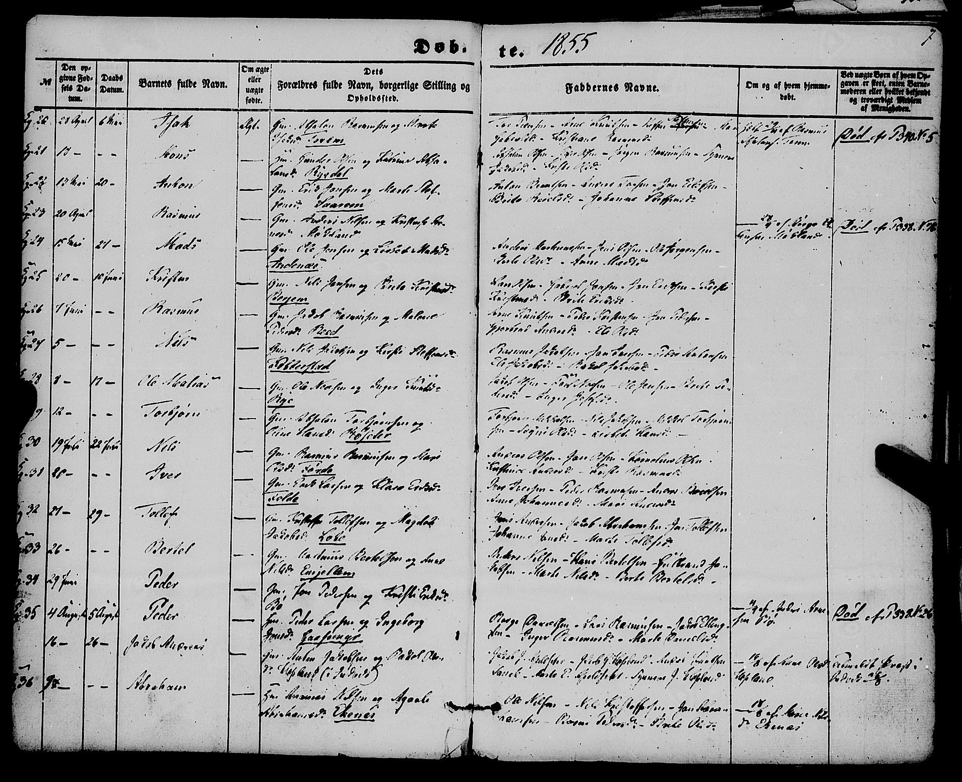 Gloppen sokneprestembete, AV/SAB-A-80101/H/Haa/Haaa/L0009: Parish register (official) no. A 9, 1855-1870, p. 7
