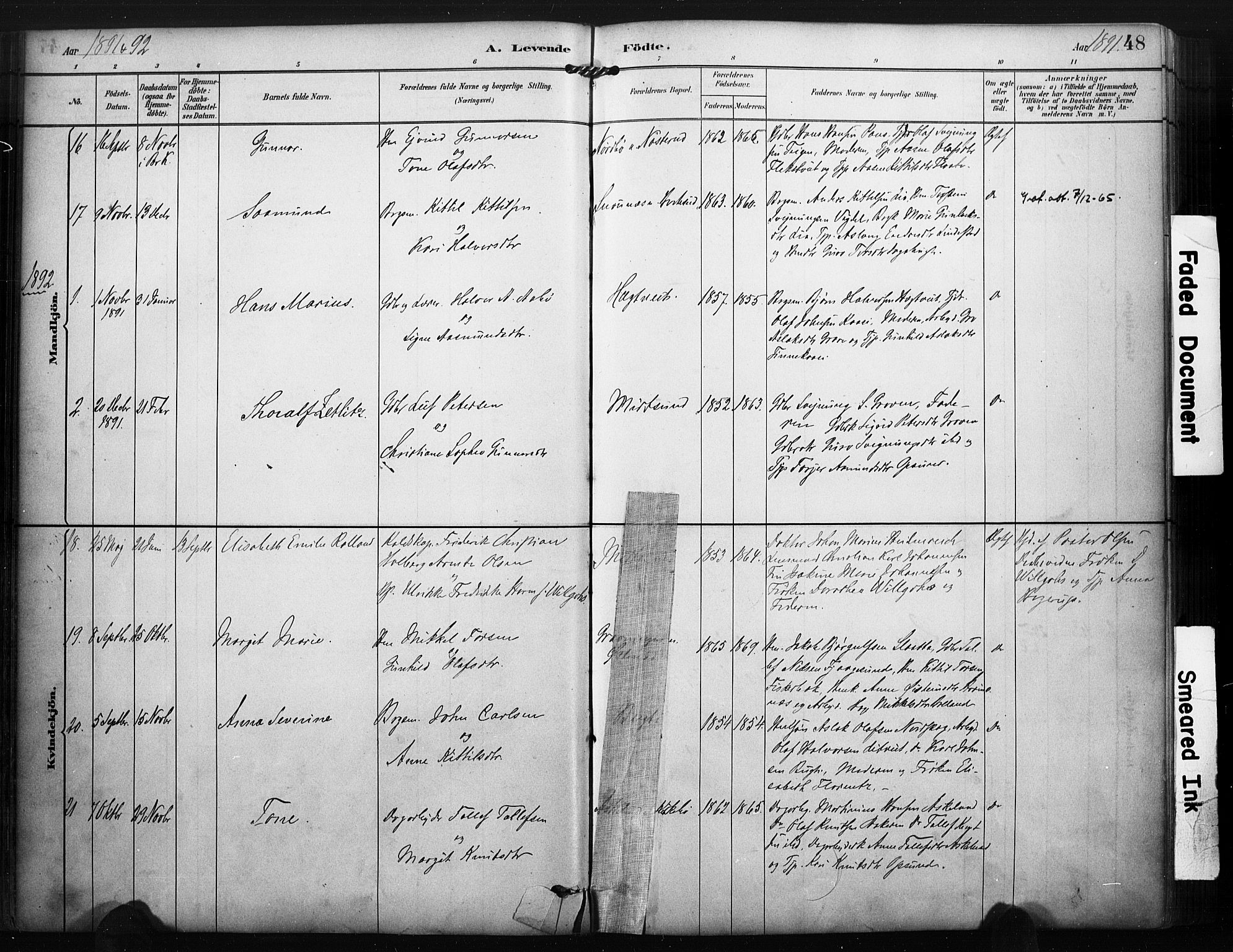 Kviteseid kirkebøker, SAKO/A-276/F/Fa/L0008: Parish register (official) no. I 8, 1882-1903, p. 48