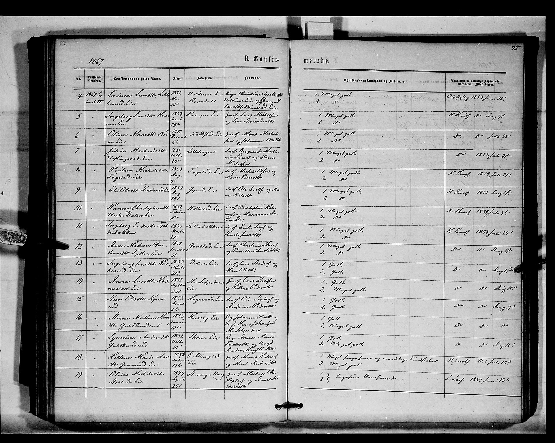 Stange prestekontor, AV/SAH-PREST-002/K/L0015: Parish register (official) no. 15, 1862-1879, p. 95