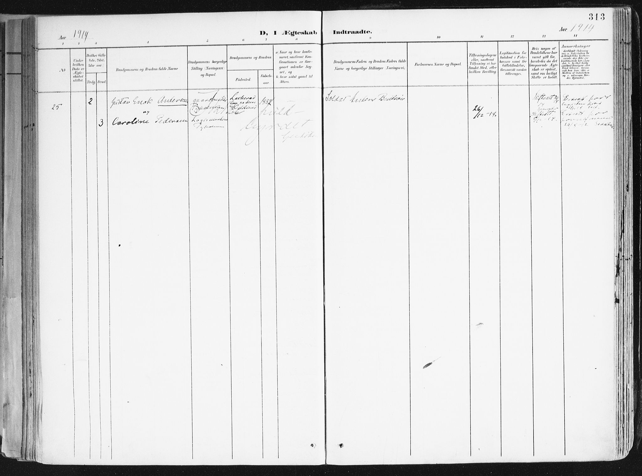 Arendal sokneprestkontor, Trefoldighet, AV/SAK-1111-0040/F/Fa/L0010: Parish register (official) no. A 10, 1900-1919, p. 313