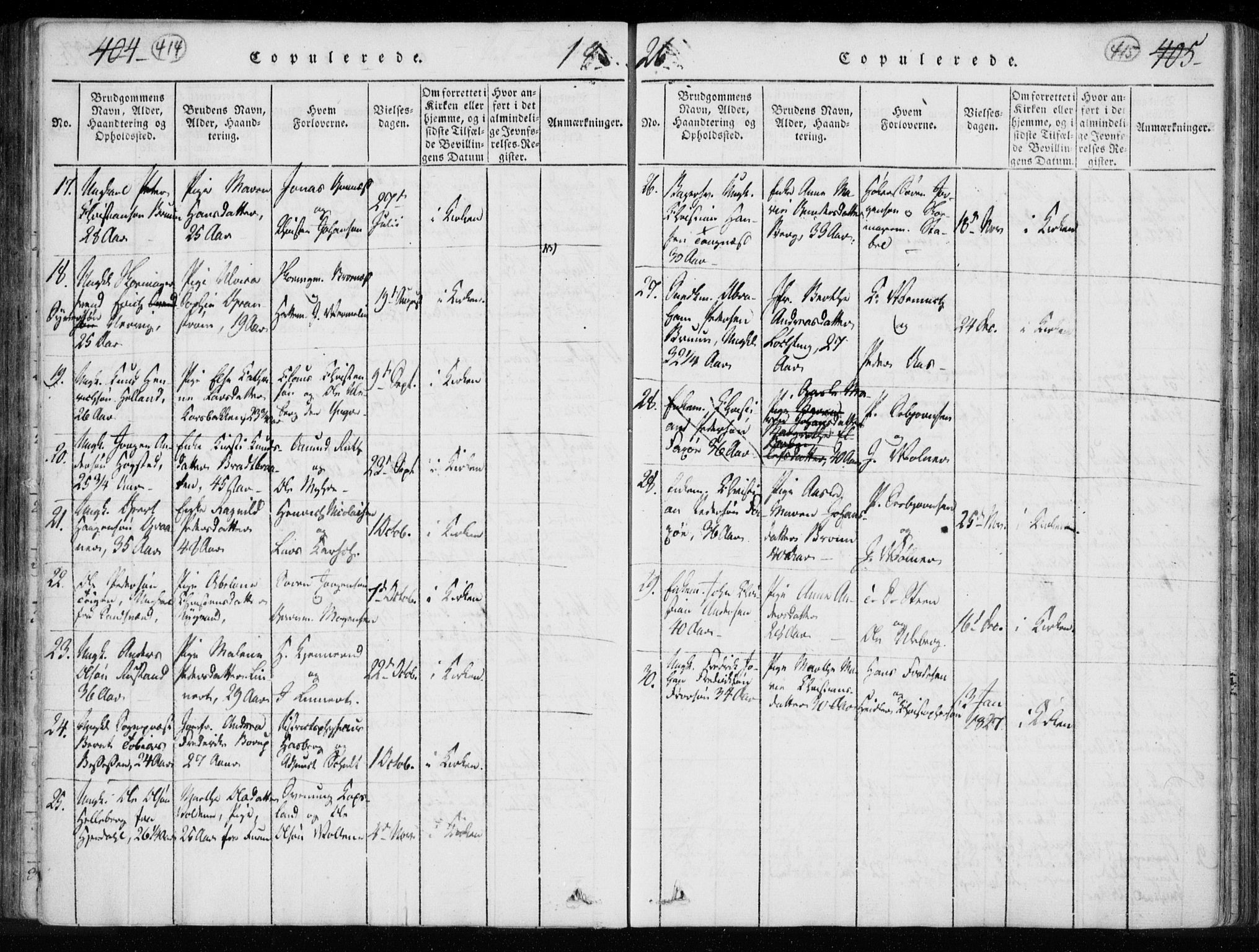 Kongsberg kirkebøker, AV/SAKO-A-22/F/Fa/L0008: Parish register (official) no. I 8, 1816-1839, p. 414-415