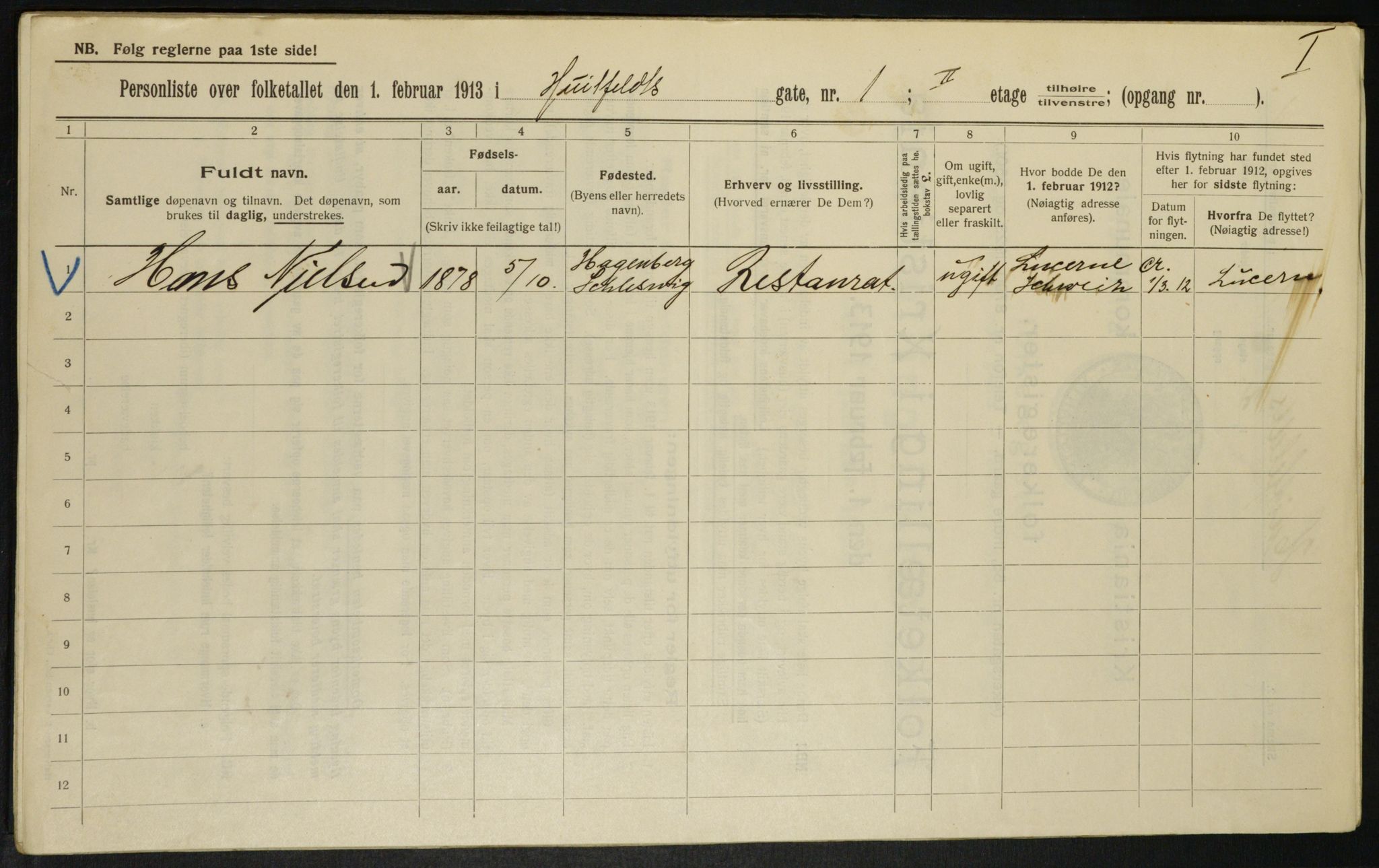 OBA, Municipal Census 1913 for Kristiania, 1913, p. 41370