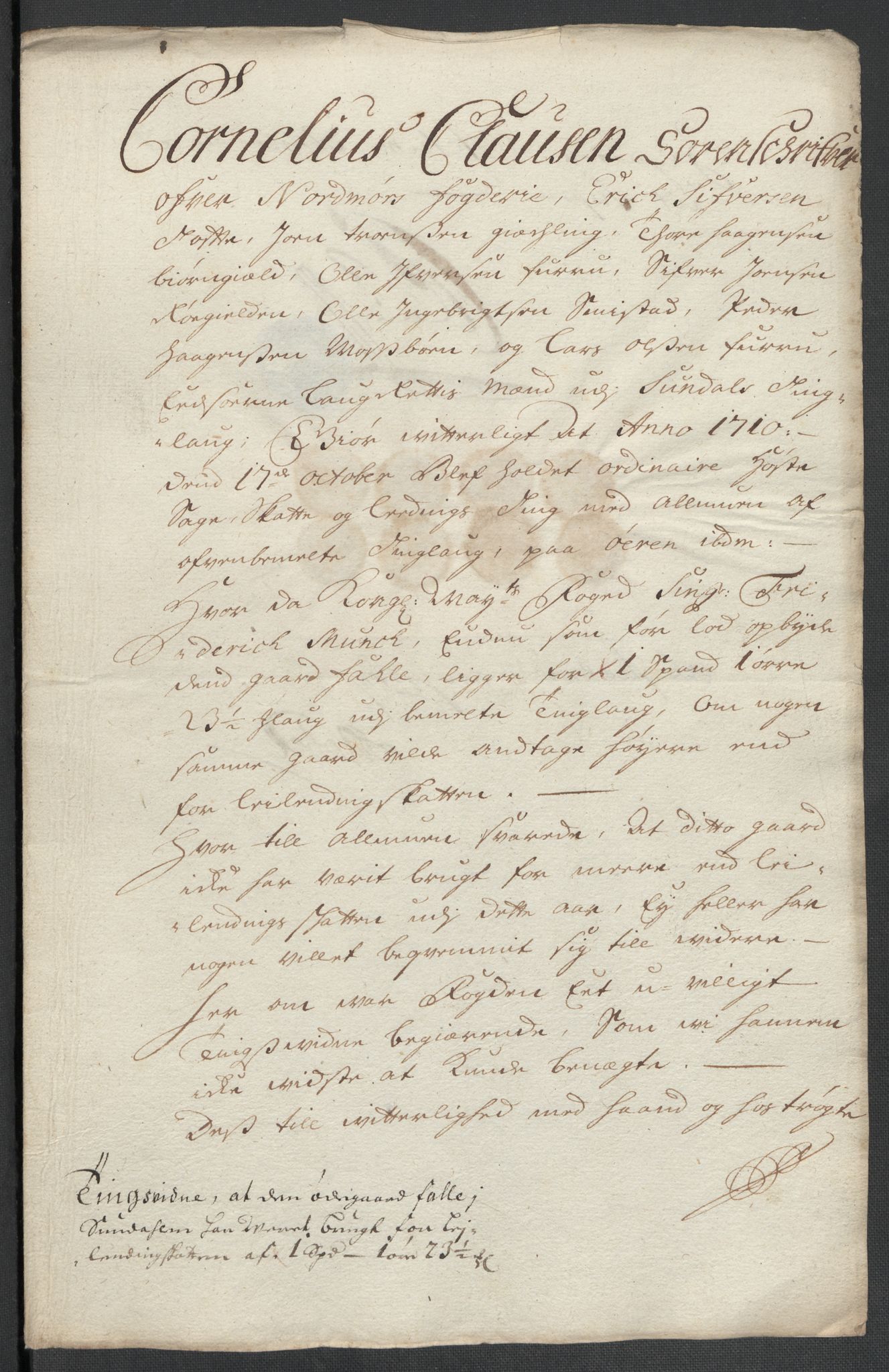 Rentekammeret inntil 1814, Reviderte regnskaper, Fogderegnskap, AV/RA-EA-4092/R56/L3744: Fogderegnskap Nordmøre, 1709-1710, p. 305
