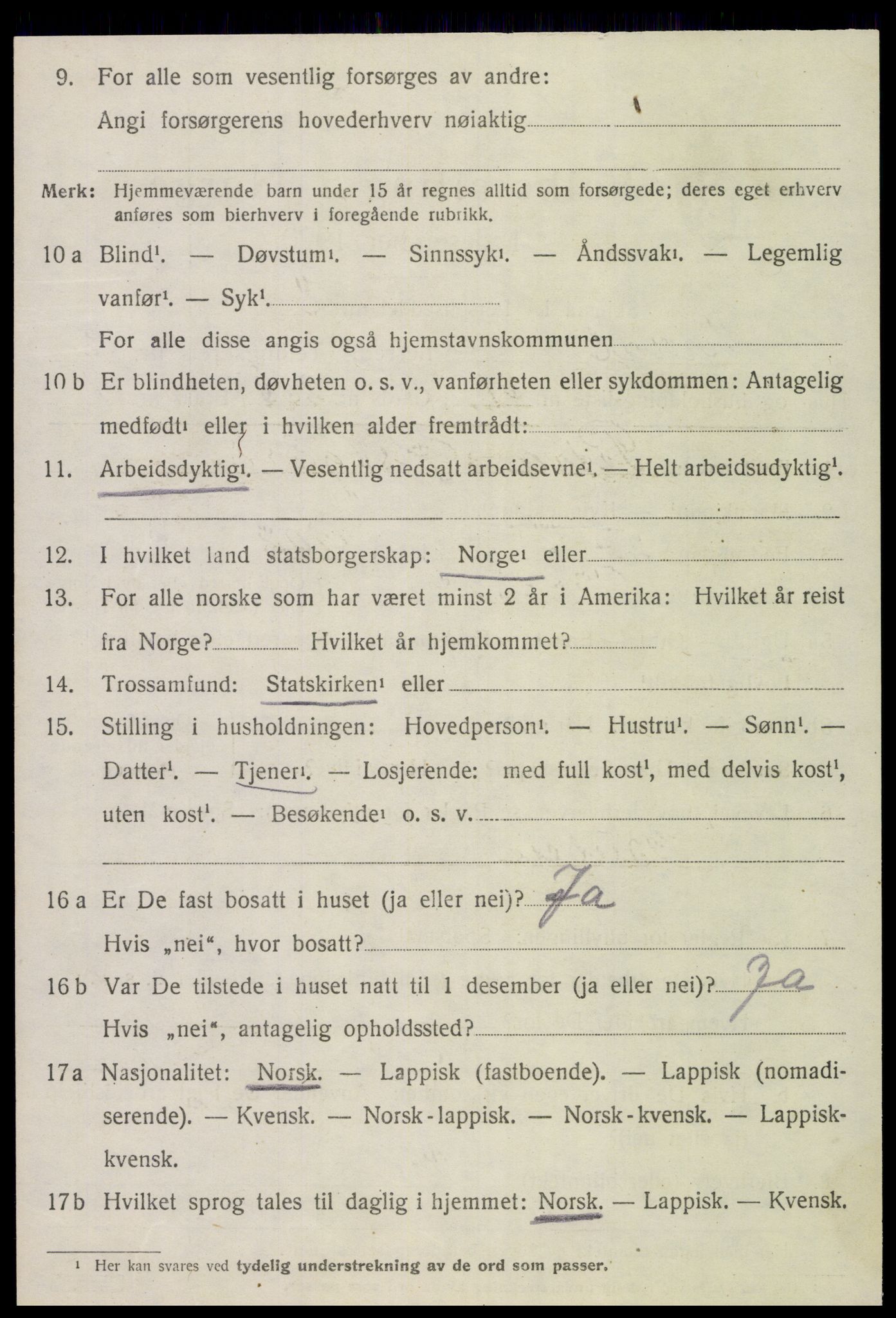 SAT, 1920 census for Verdal, 1920, p. 15550