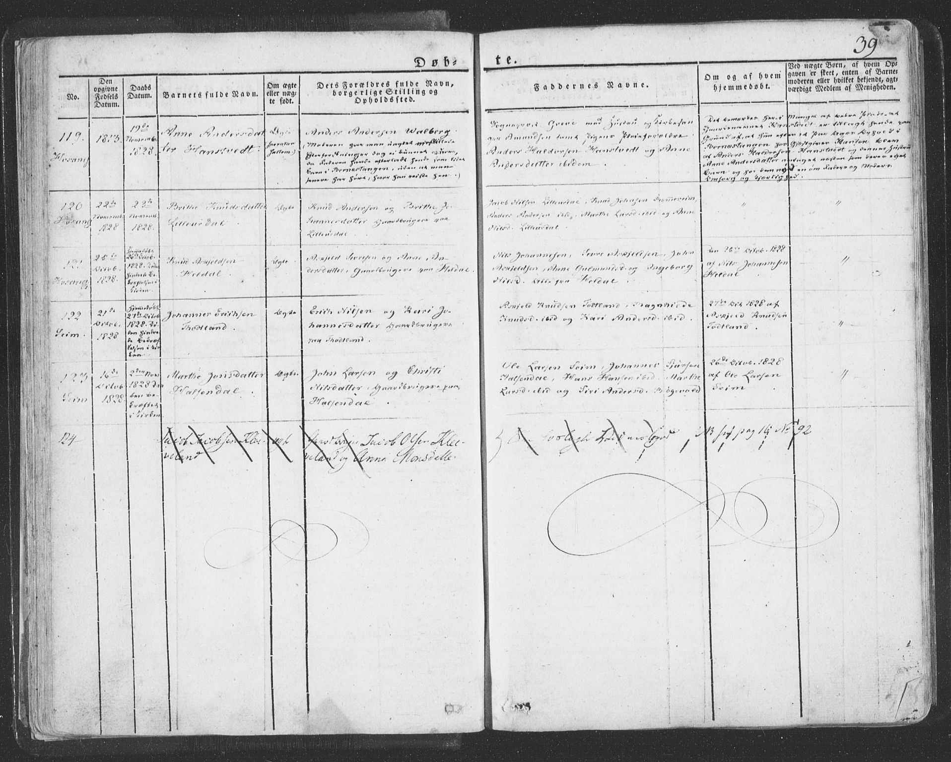 Hosanger sokneprestembete, AV/SAB-A-75801/H/Haa: Parish register (official) no. A 6, 1824-1835, p. 39