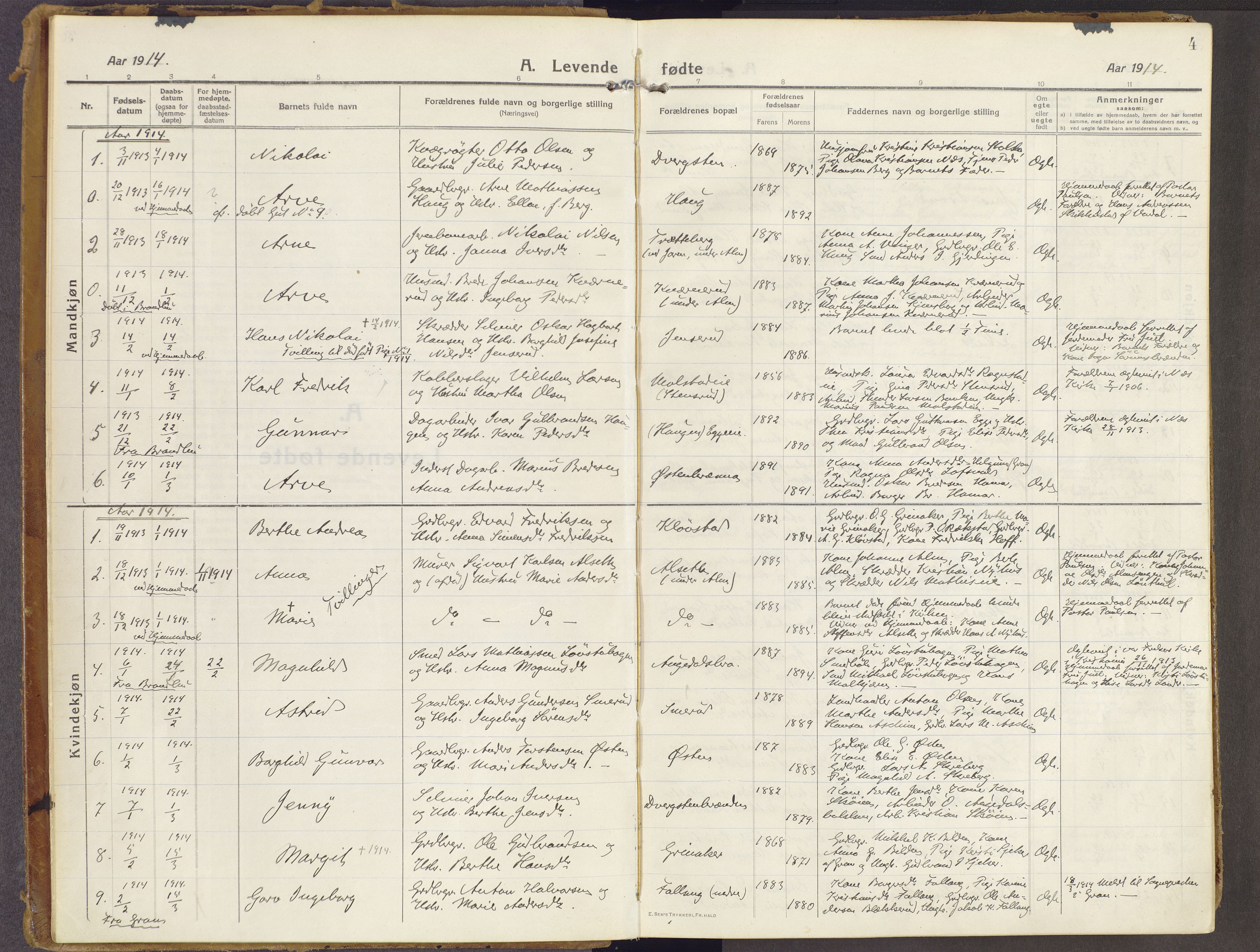 Brandbu prestekontor, SAH/PREST-114/H/Ha/Haa/L0003: Parish register (official) no. 3, 1914-1928, p. 4