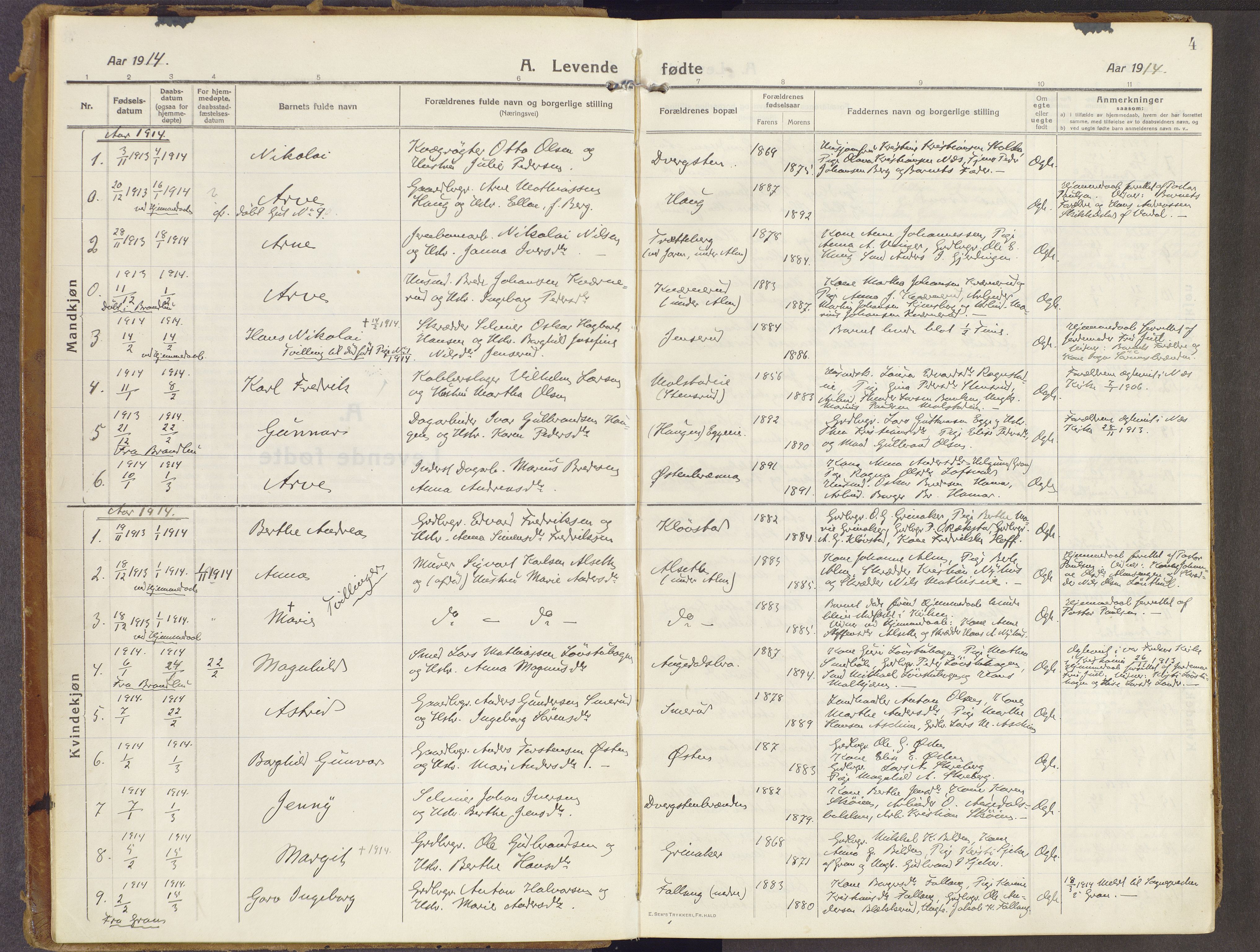 Brandbu prestekontor, AV/SAH-PREST-114/H/Ha/Haa/L0003: Parish register (official) no. 3, 1914-1928, p. 4