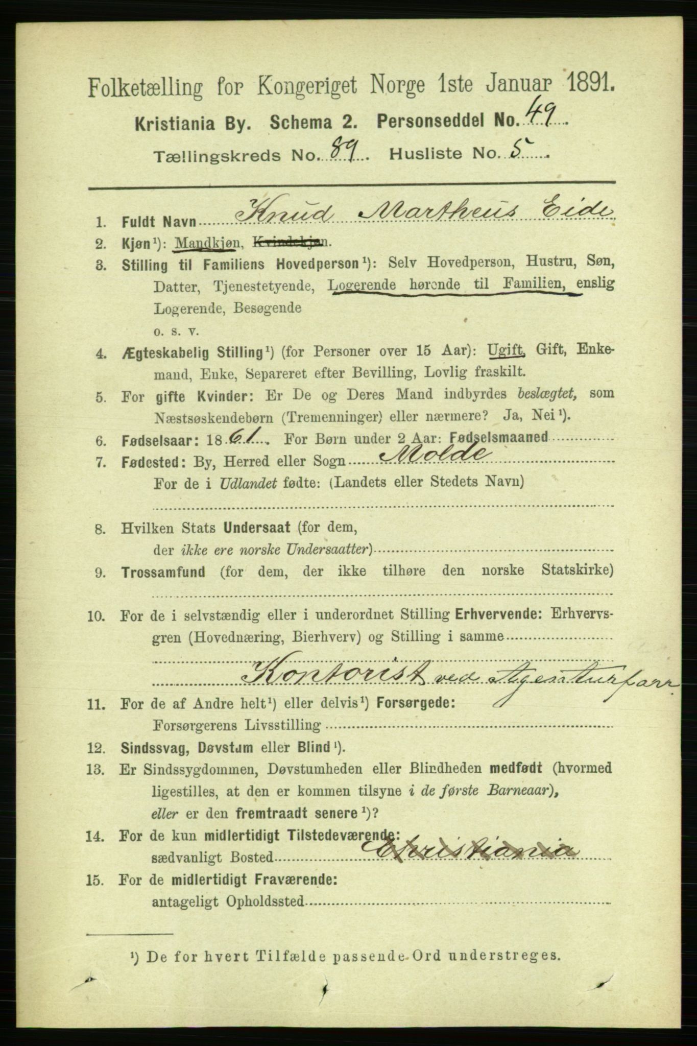 RA, 1891 census for 0301 Kristiania, 1891, p. 44149
