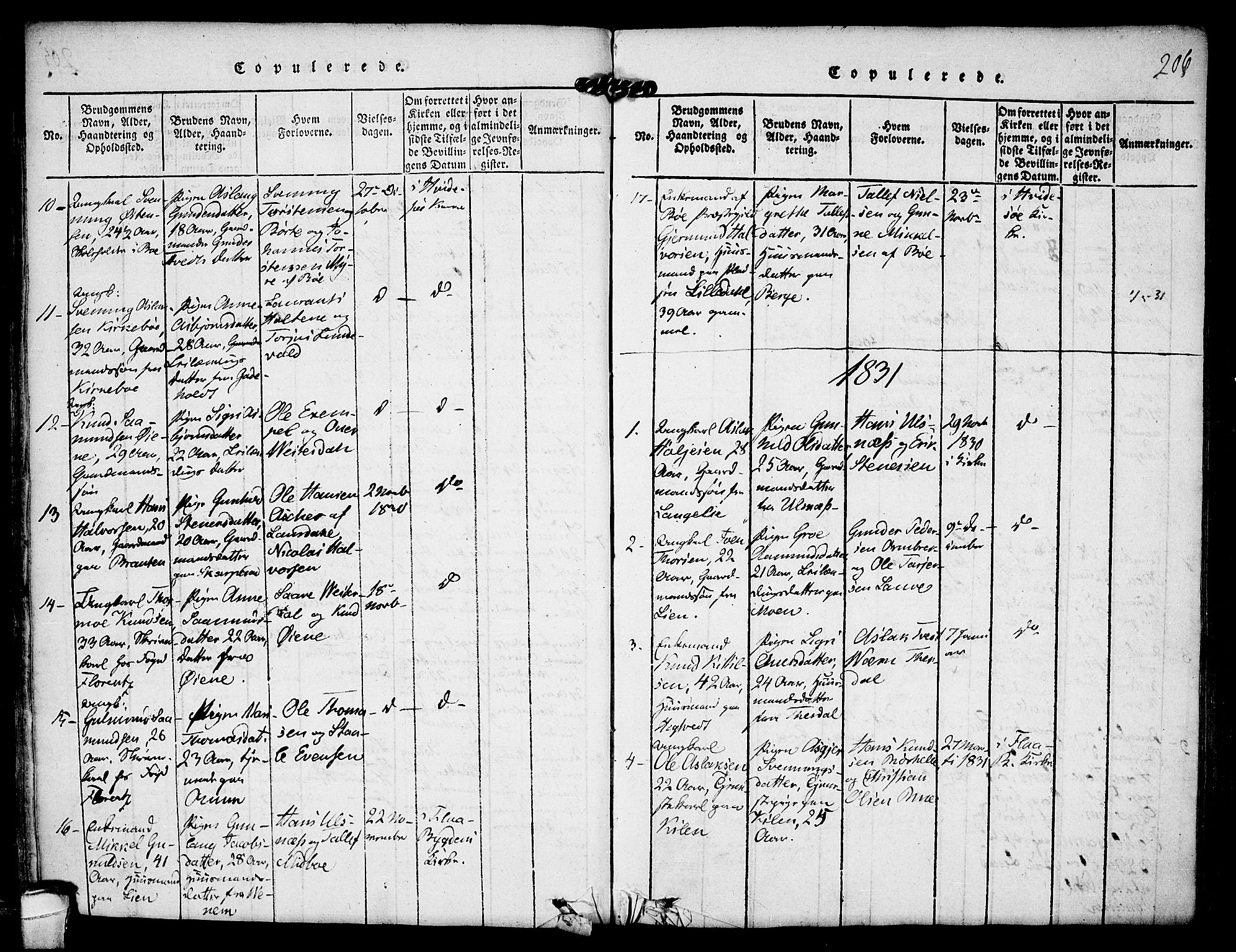 Kviteseid kirkebøker, SAKO/A-276/F/Fa/L0005: Parish register (official) no. I 5, 1815-1836, p. 206