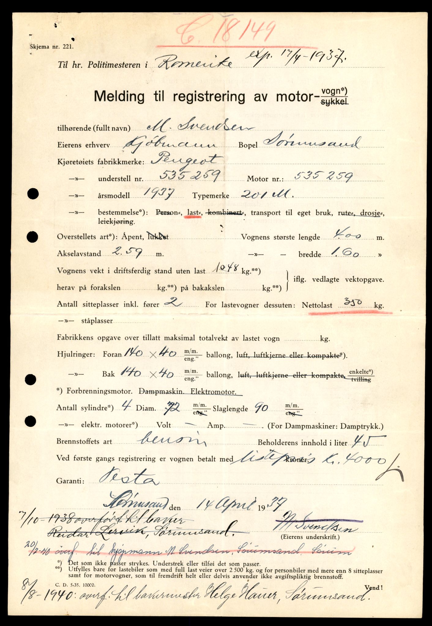 Møre og Romsdal vegkontor - Ålesund trafikkstasjon, AV/SAT-A-4099/F/Fe/L0047: Registreringskort for kjøretøy T 14580 - T 14720, 1927-1998, p. 617