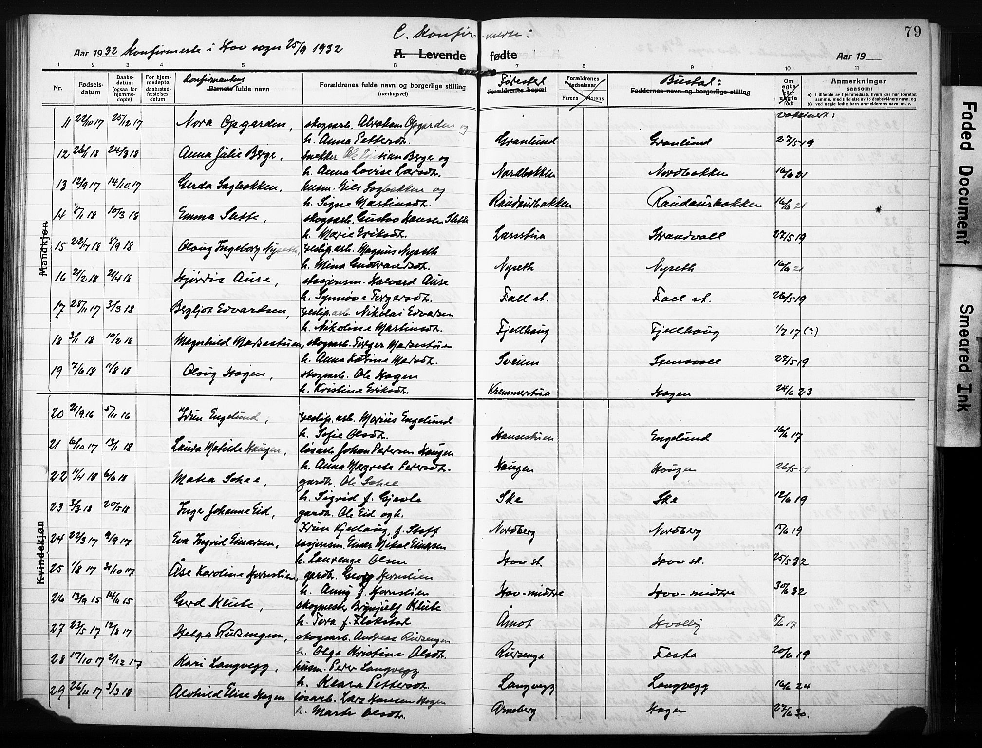 Søndre Land prestekontor, AV/SAH-PREST-122/L/L0007: Parish register (copy) no. 7, 1915-1932, p. 79