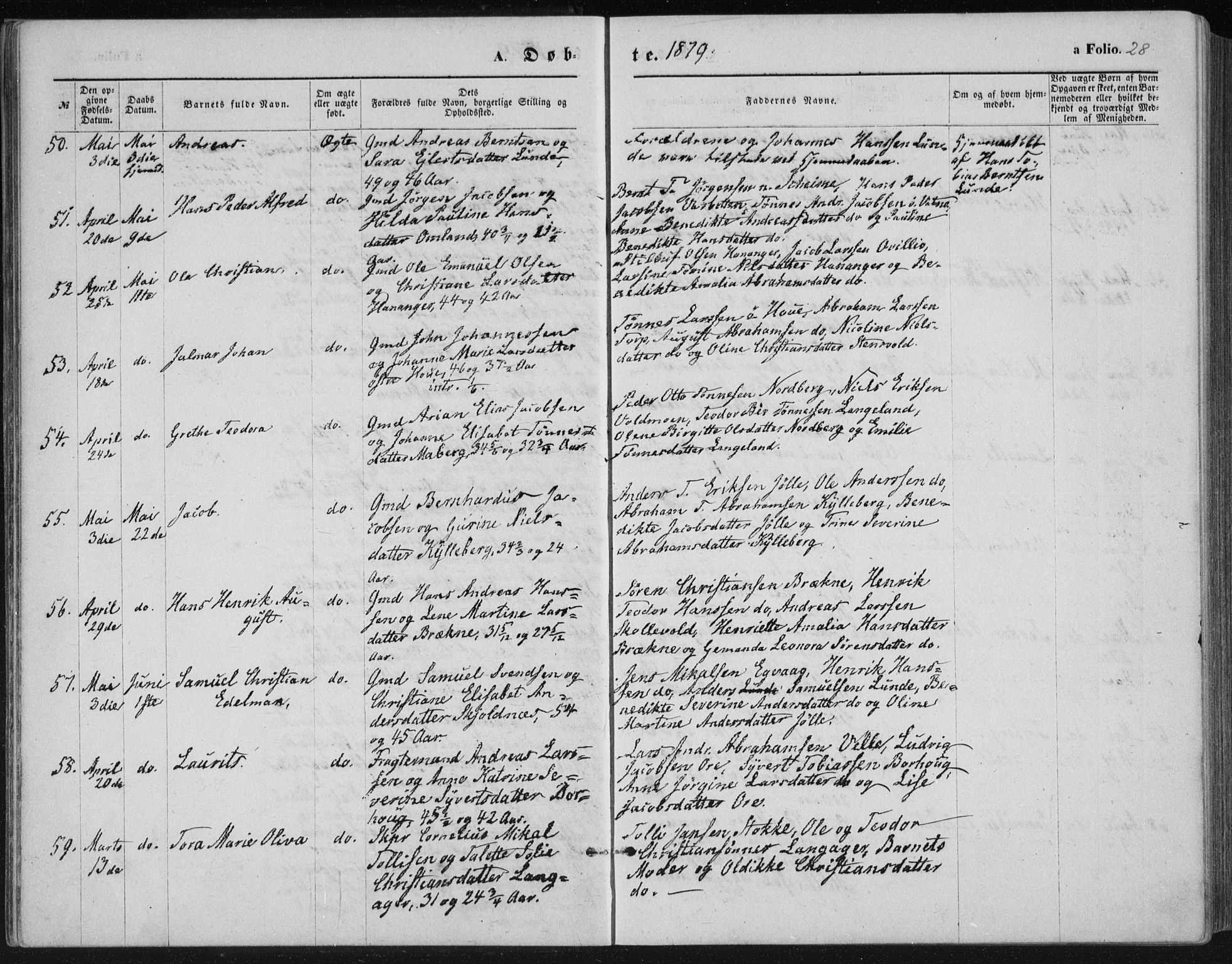 Lista sokneprestkontor, AV/SAK-1111-0027/F/Fb/L0004: Parish register (copy) no. B 4, 1877-1891, p. 28