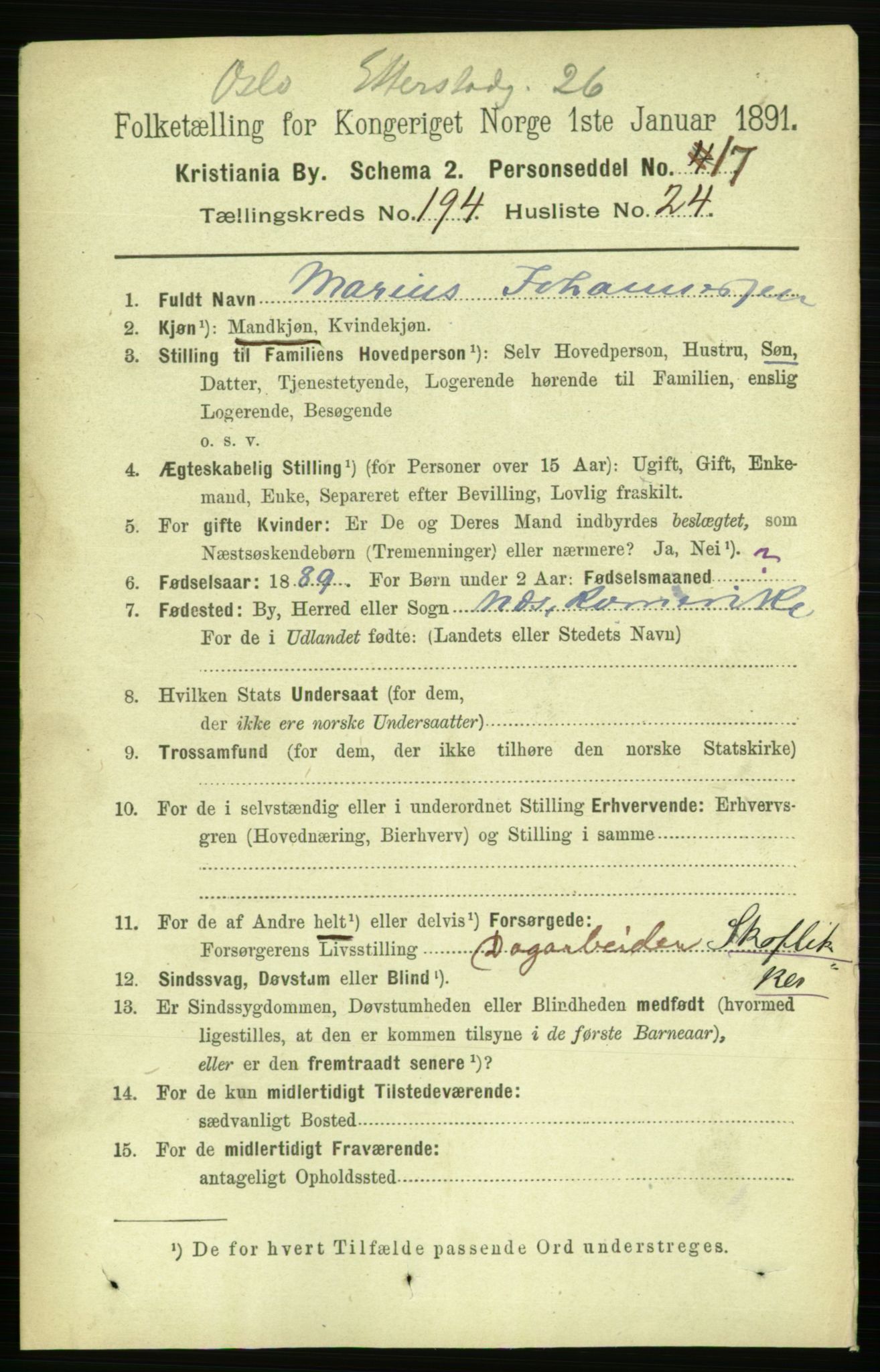 RA, 1891 census for 0301 Kristiania, 1891, p. 117293