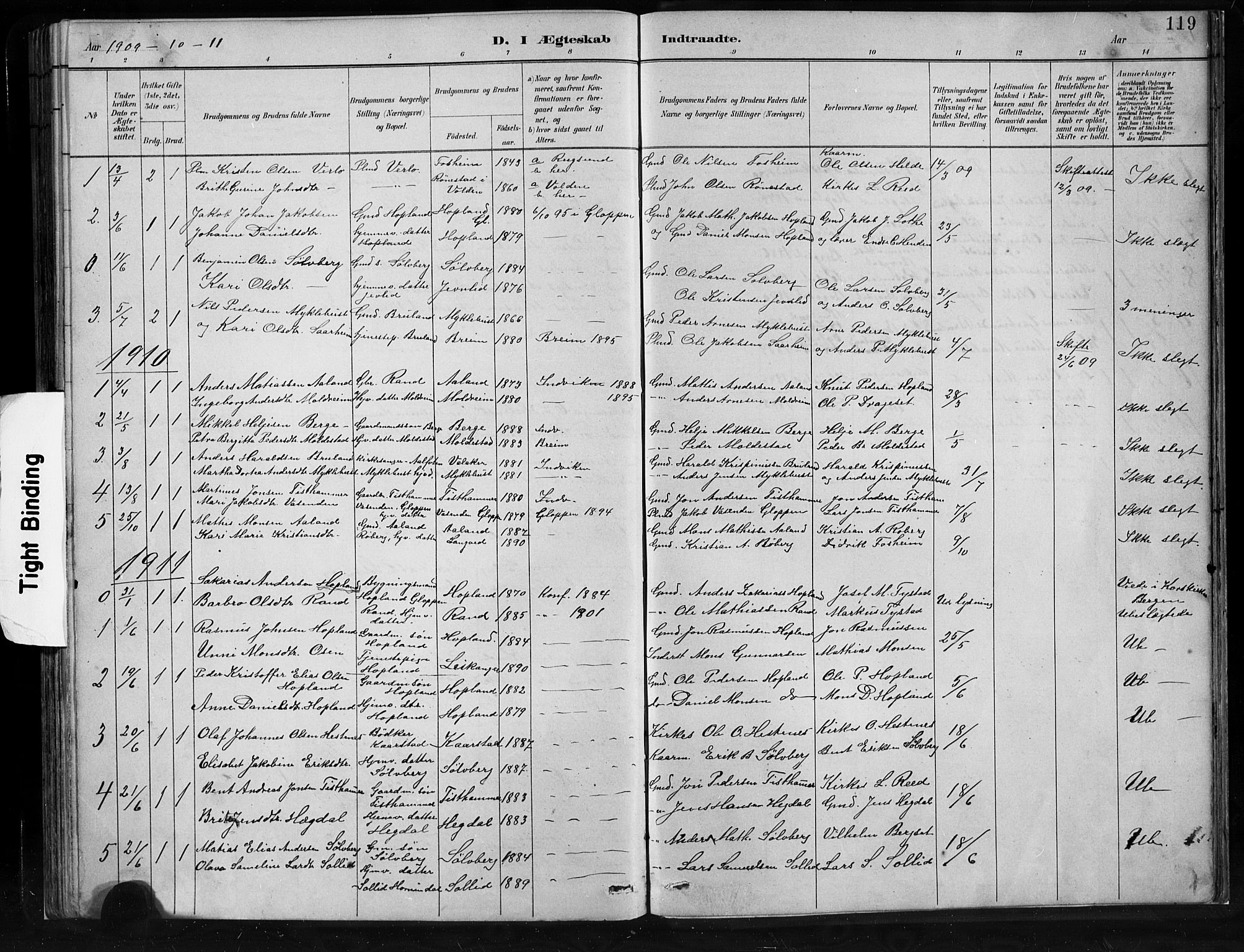 Innvik sokneprestembete, SAB/A-80501: Parish register (copy) no. C 3, 1883-1911, p. 119