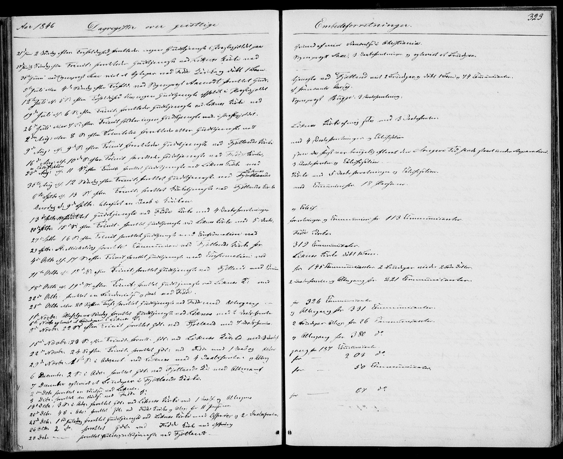 Kvinesdal sokneprestkontor, AV/SAK-1111-0026/F/Fa/Fab/L0005: Parish register (official) no. A 5, 1844-1857, p. 323