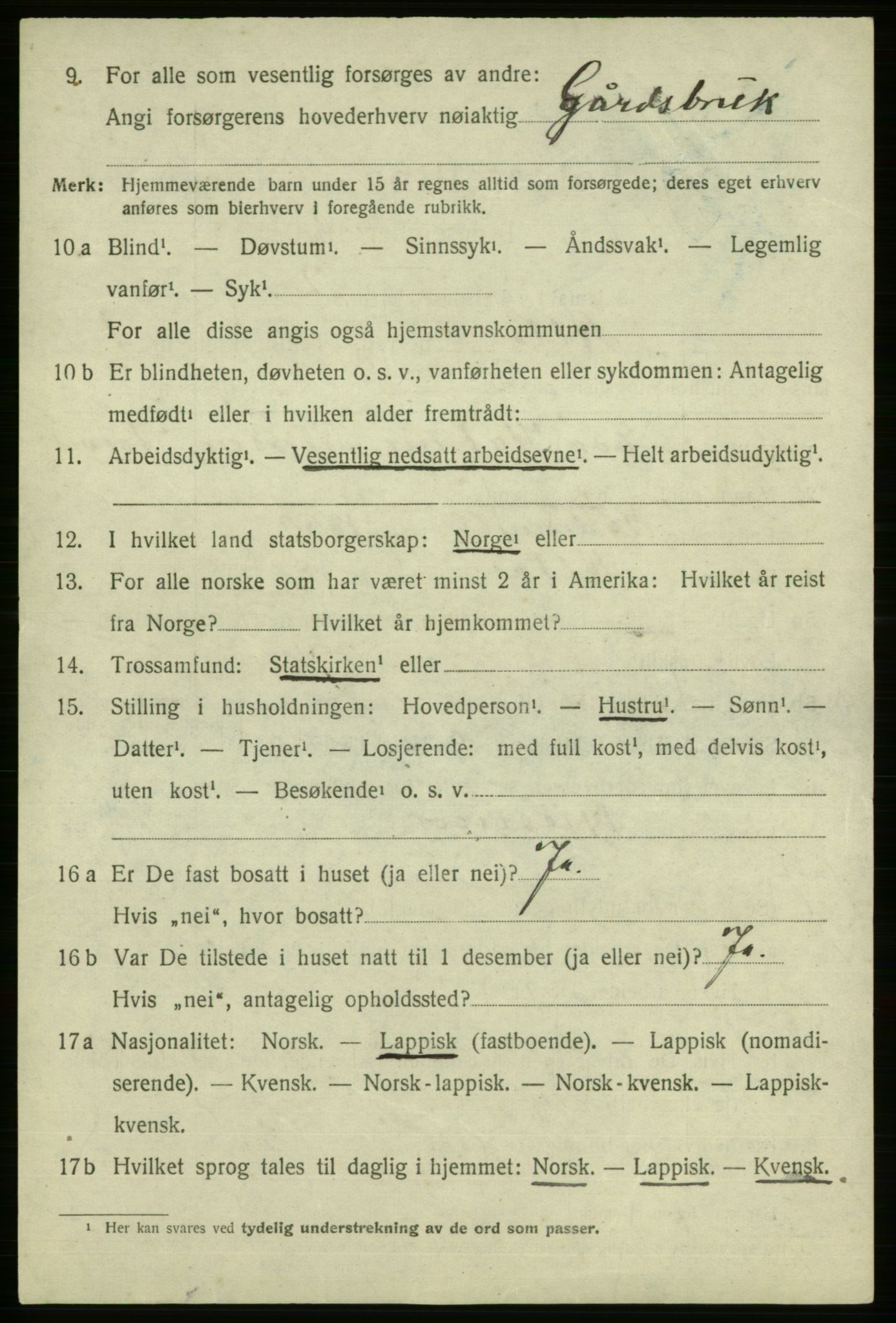 SATØ, 1920 census for Alta, 1920, p. 1090