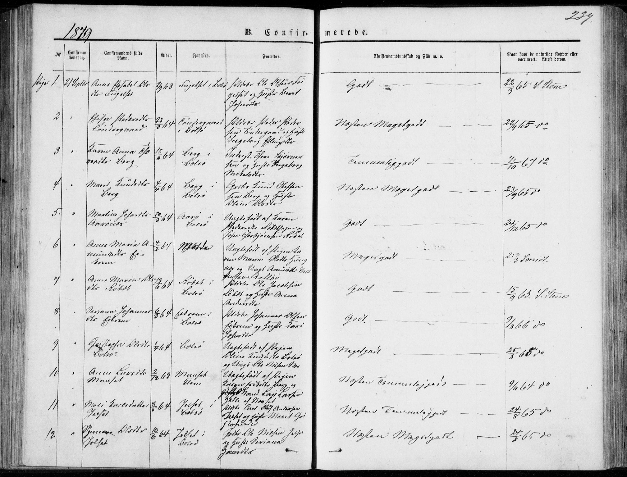 Ministerialprotokoller, klokkerbøker og fødselsregistre - Møre og Romsdal, AV/SAT-A-1454/555/L0655: Parish register (official) no. 555A05, 1869-1886, p. 239