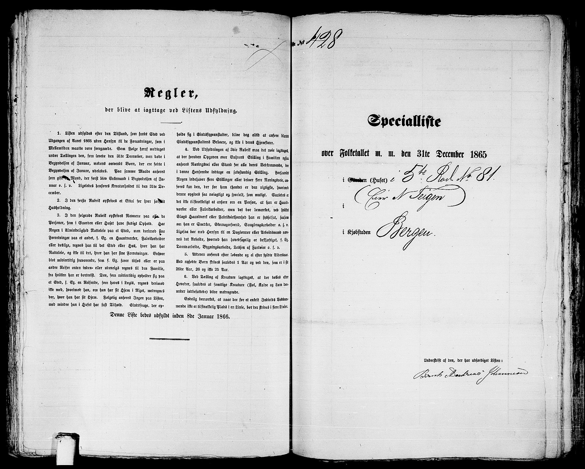RA, 1865 census for Bergen, 1865, p. 912