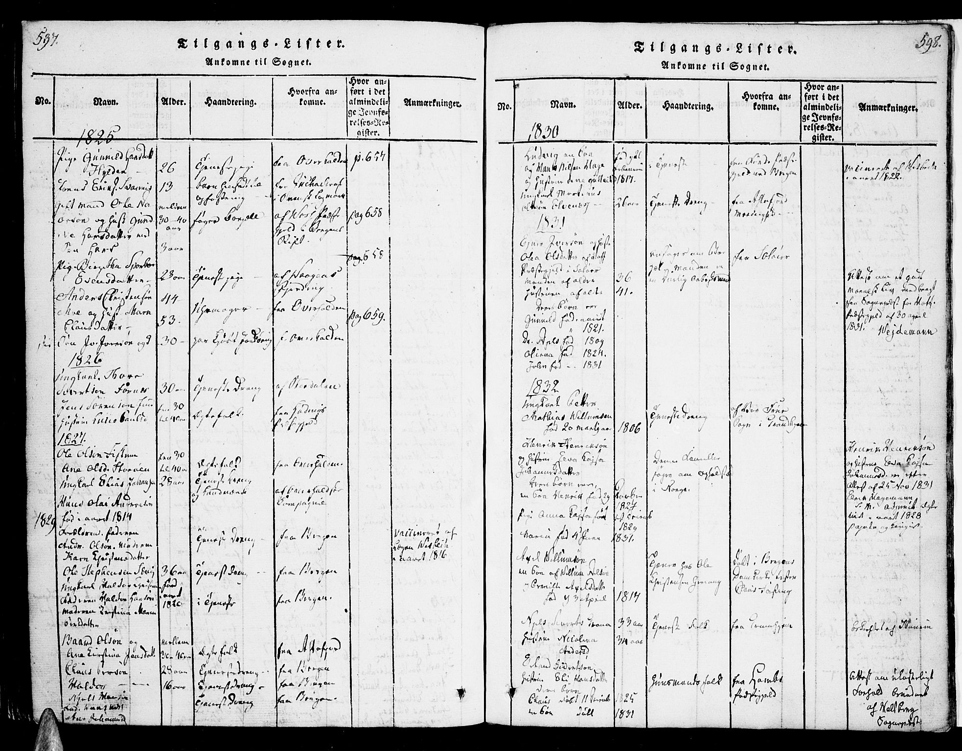 Ministerialprotokoller, klokkerbøker og fødselsregistre - Nordland, AV/SAT-A-1459/863/L0894: Parish register (official) no. 863A06, 1821-1851, p. 597-598