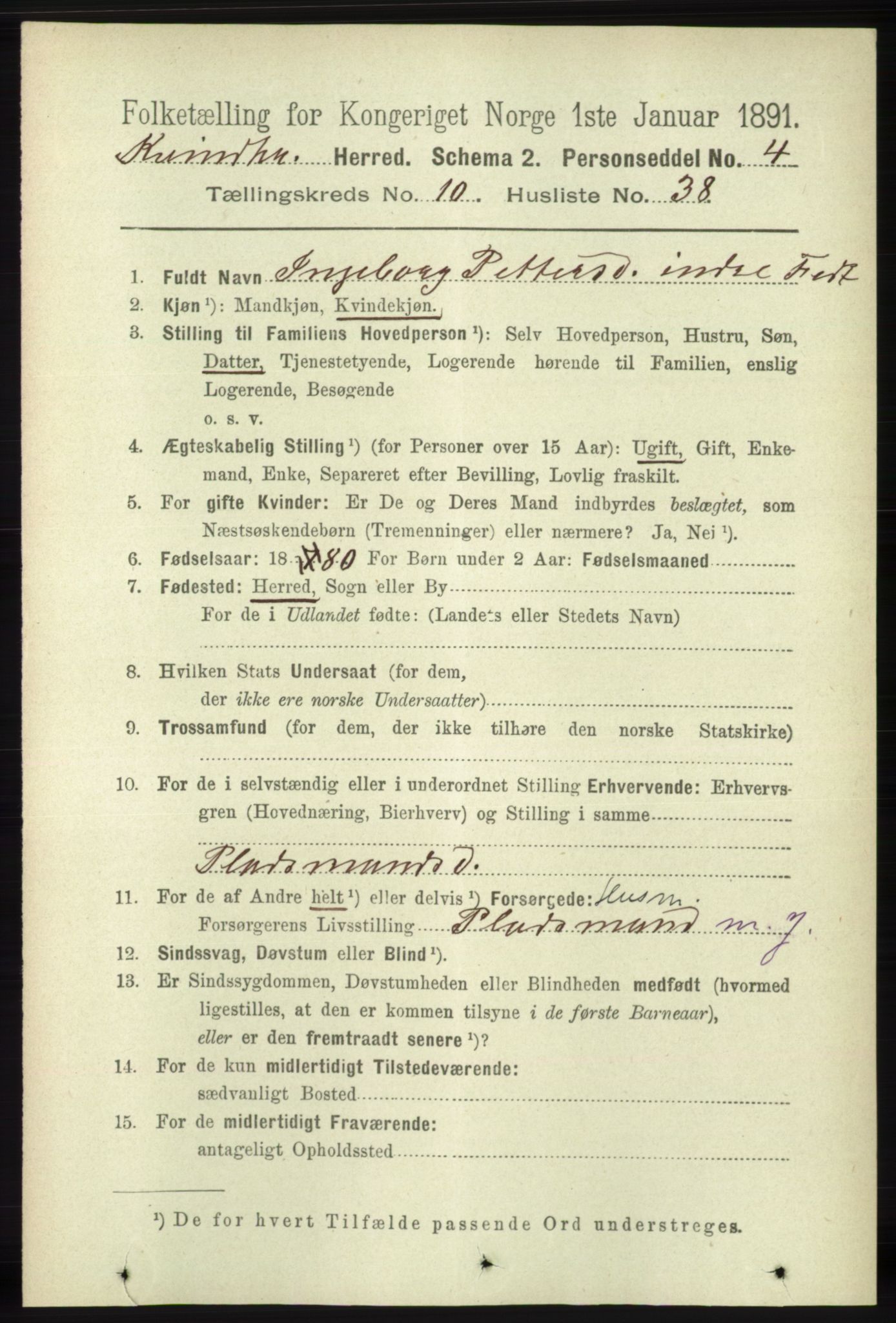 RA, 1891 census for 1224 Kvinnherad, 1891, p. 3772