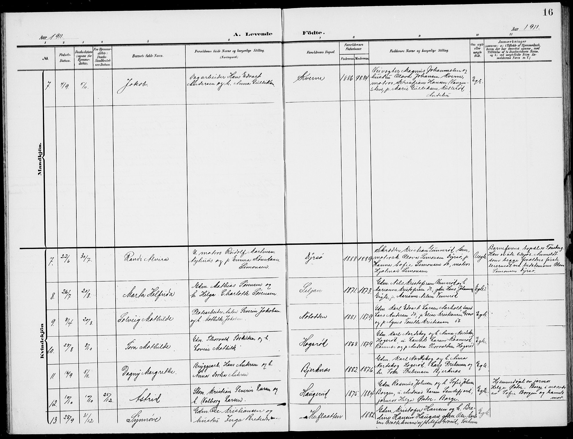 Stokke kirkebøker, AV/SAKO-A-320/G/Gc/L0001: Parish register (copy) no. III 1, 1904-1935, p. 16