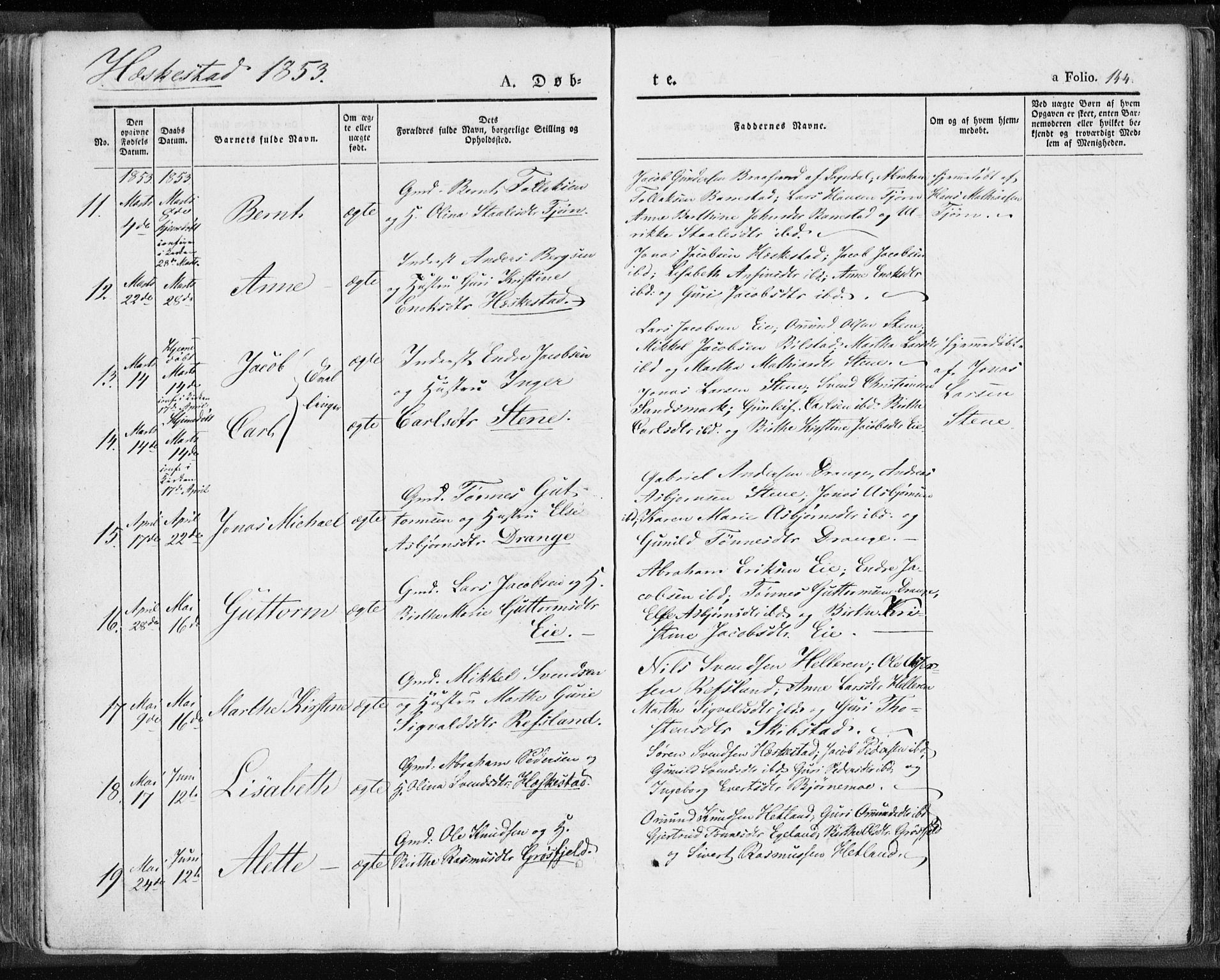 Lund sokneprestkontor, SAST/A-101809/S06/L0007: Parish register (official) no. A 7.1, 1833-1854, p. 144