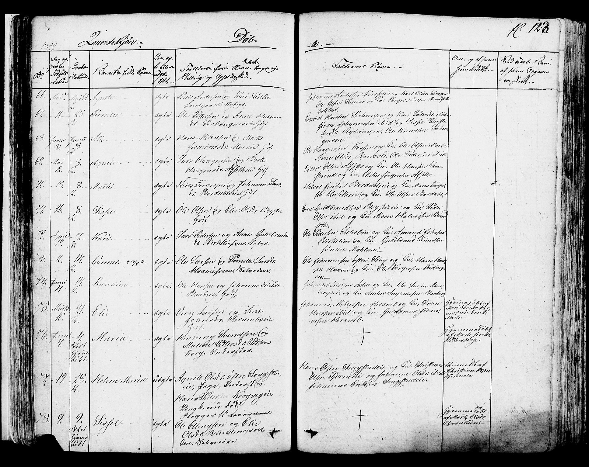 Ringsaker prestekontor, SAH/PREST-014/K/Ka/L0007: Parish register (official) no. 7A, 1826-1837, p. 123