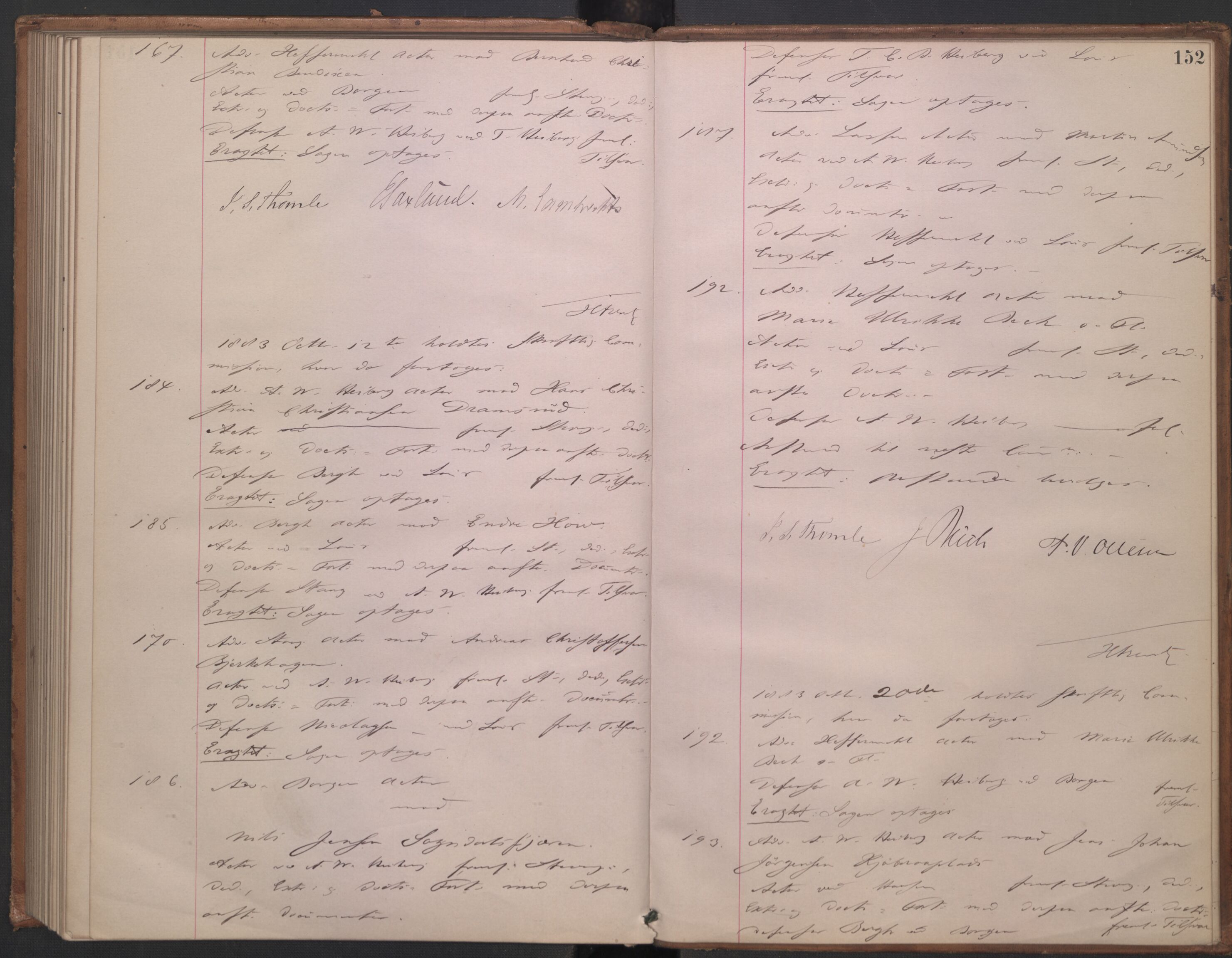 Høyesterett, AV/RA-S-1002/E/Ef/L0014: Protokoll over saker som gikk til skriftlig behandling, 1879-1884, p. 151b-152a