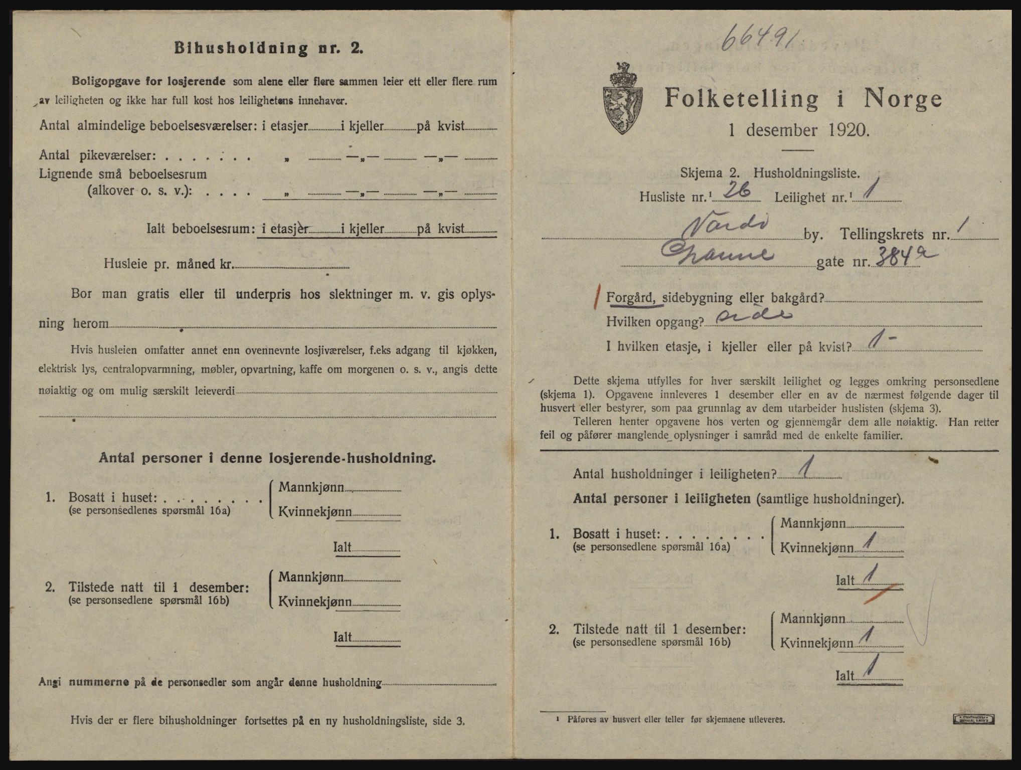 SATØ, 1920 census for Vardø, 1920, p. 1041