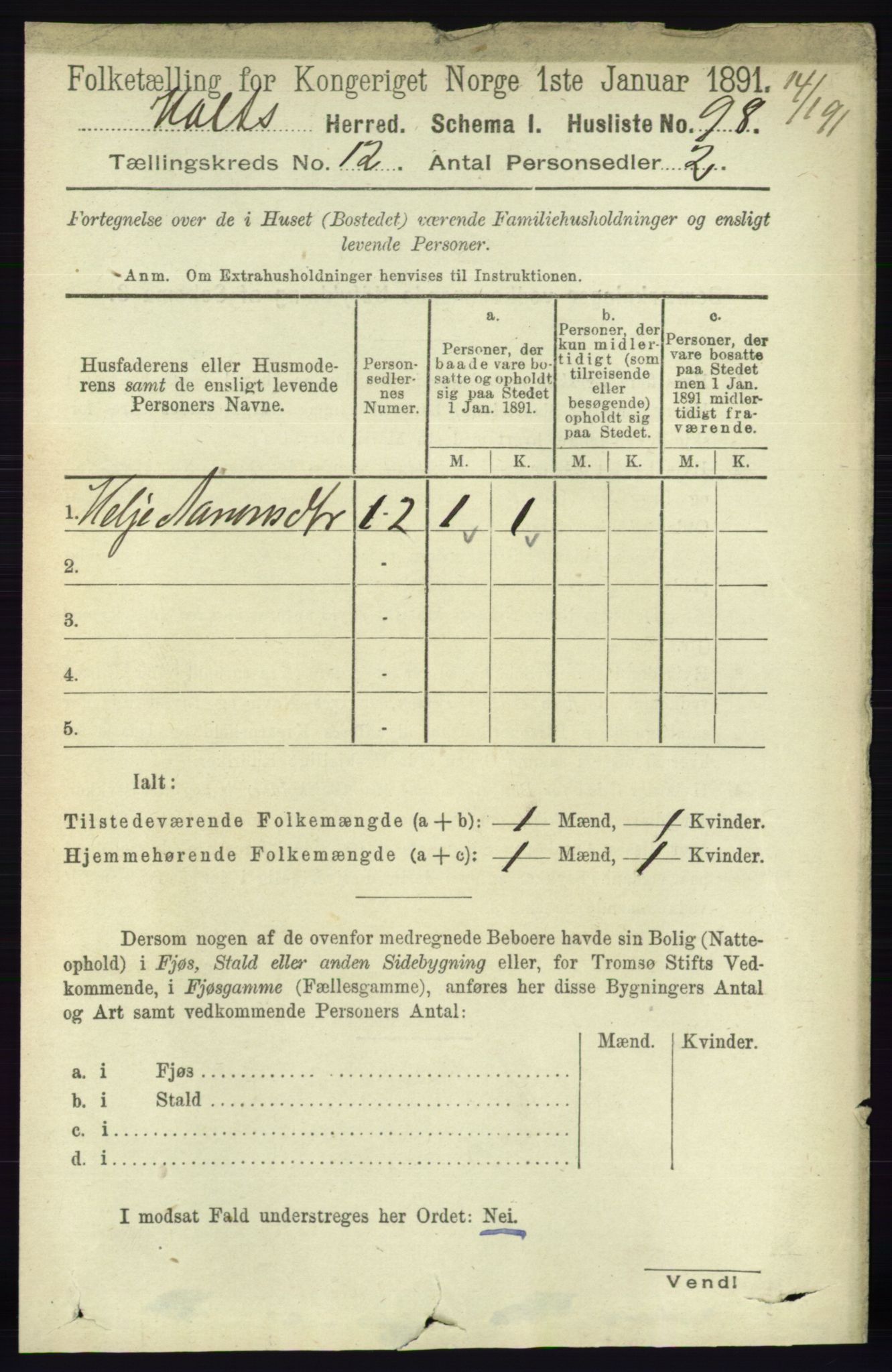 RA, 1891 census for 0914 Holt, 1891, p. 5058