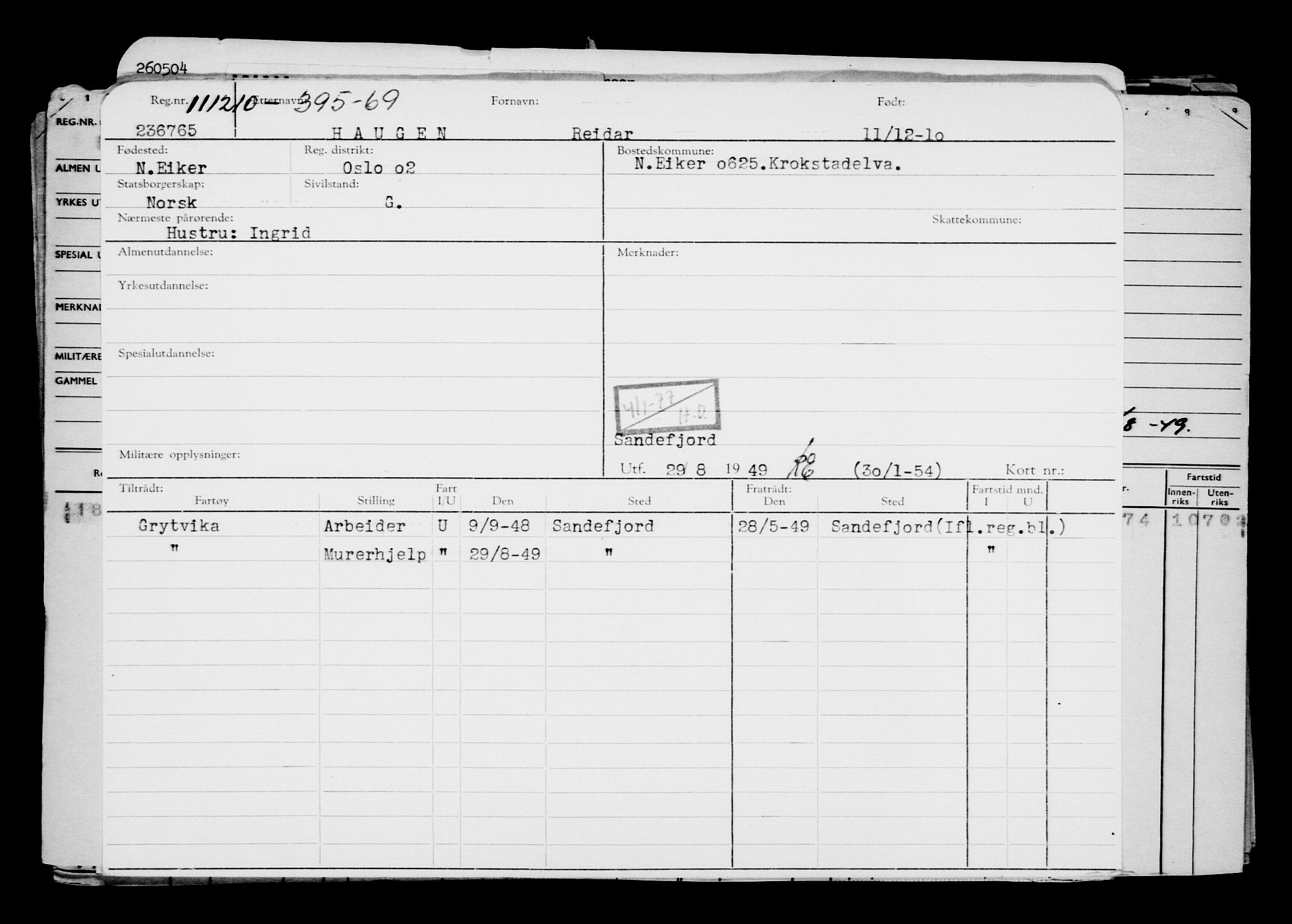 Direktoratet for sjømenn, RA/S-3545/G/Gb/L0093: Hovedkort, 1910-1911, p. 103