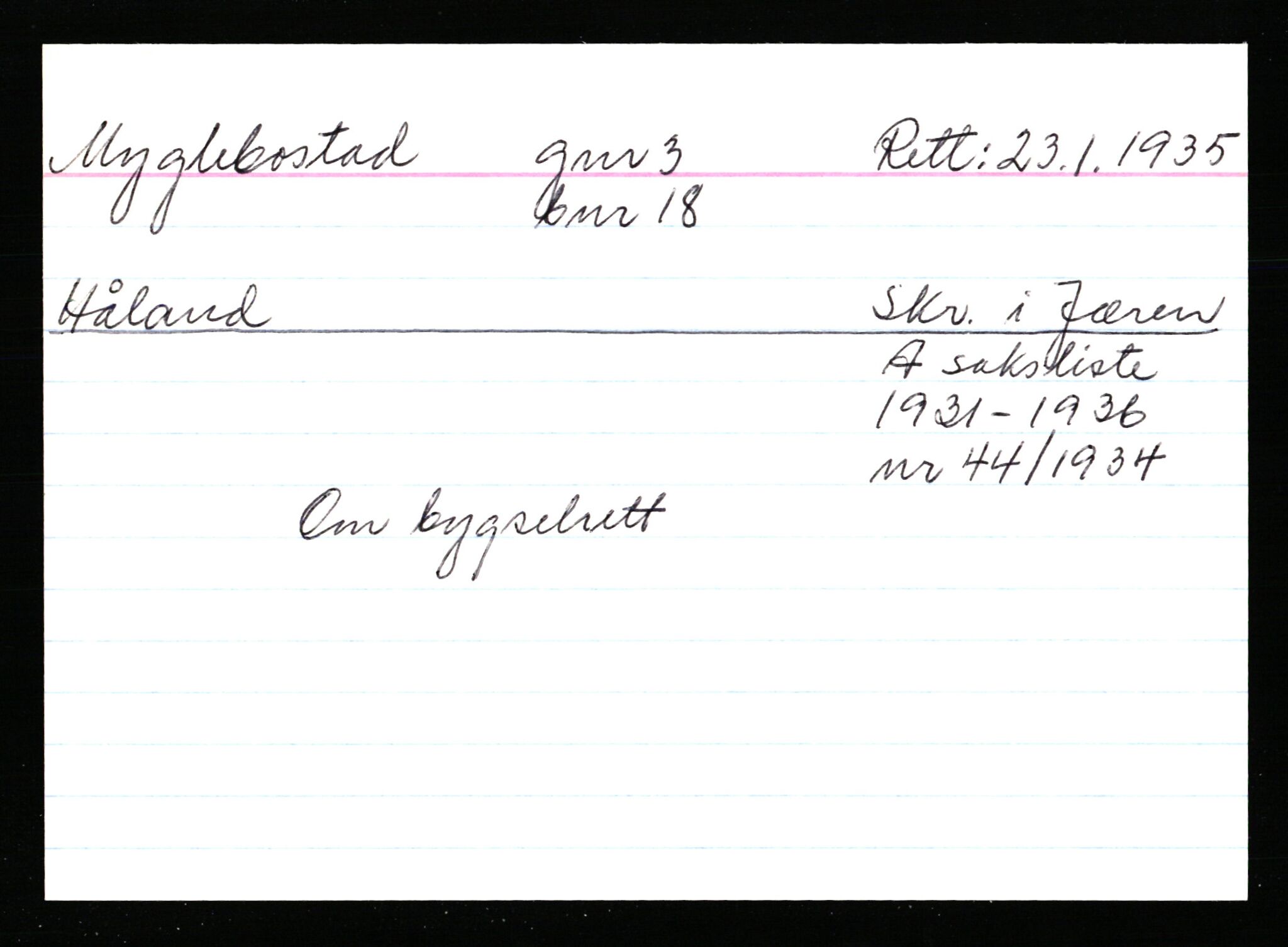 Statsarkivet i Stavanger, AV/SAST-A-101971/03/Y/Ym/L0039: Åstedskort sortert etter gårdsnavn: Mo - Myglebostad, 1600-1950, p. 751
