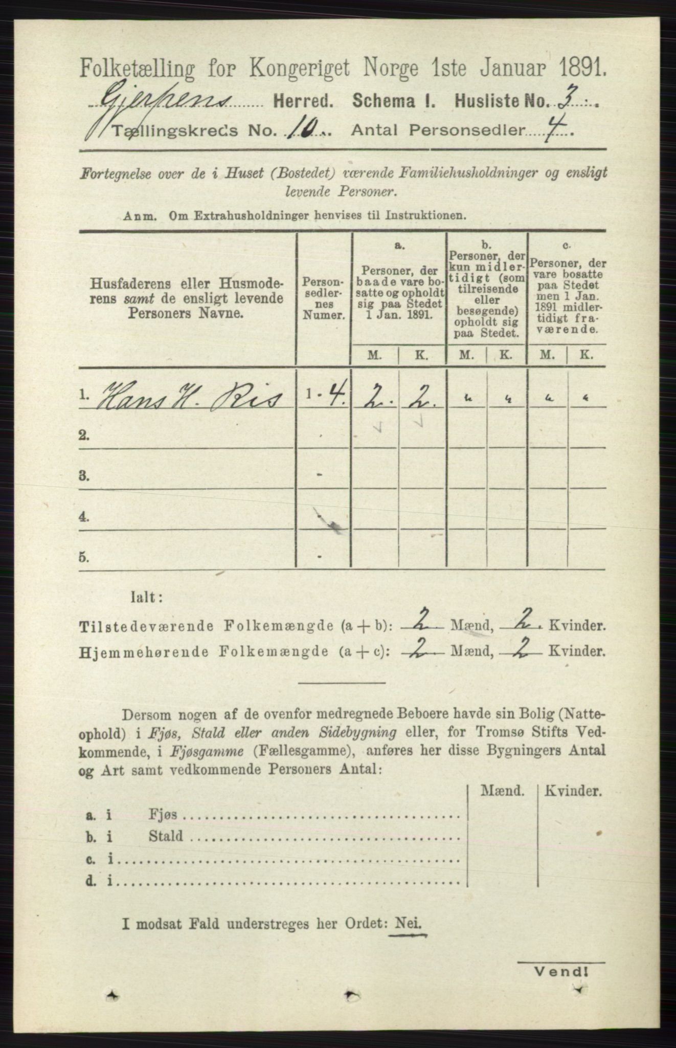 RA, 1891 census for 0812 Gjerpen, 1891, p. 6069