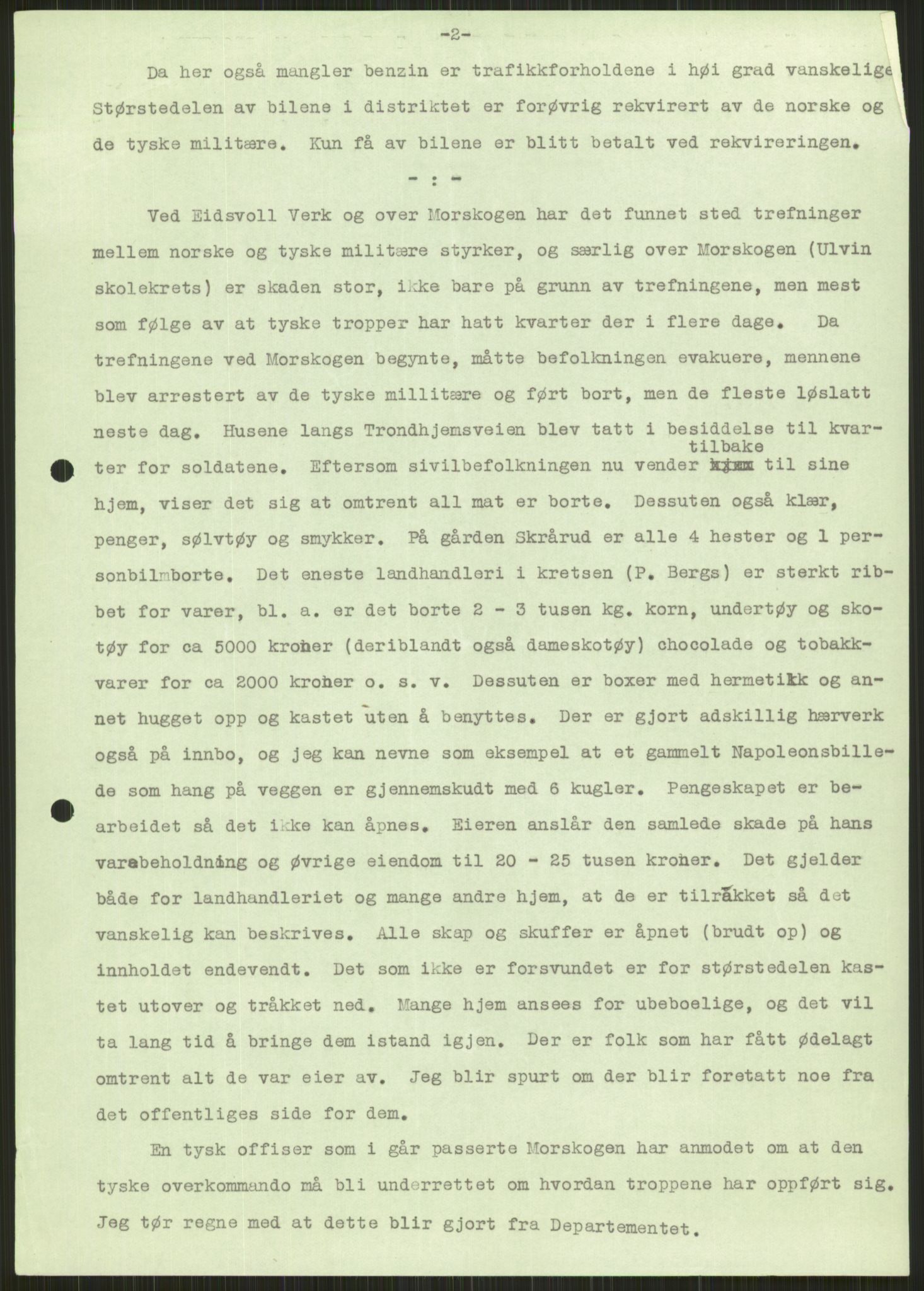 Forsvaret, Forsvarets krigshistoriske avdeling, AV/RA-RAFA-2017/Y/Ya/L0013: II-C-11-31 - Fylkesmenn.  Rapporter om krigsbegivenhetene 1940., 1940, p. 745