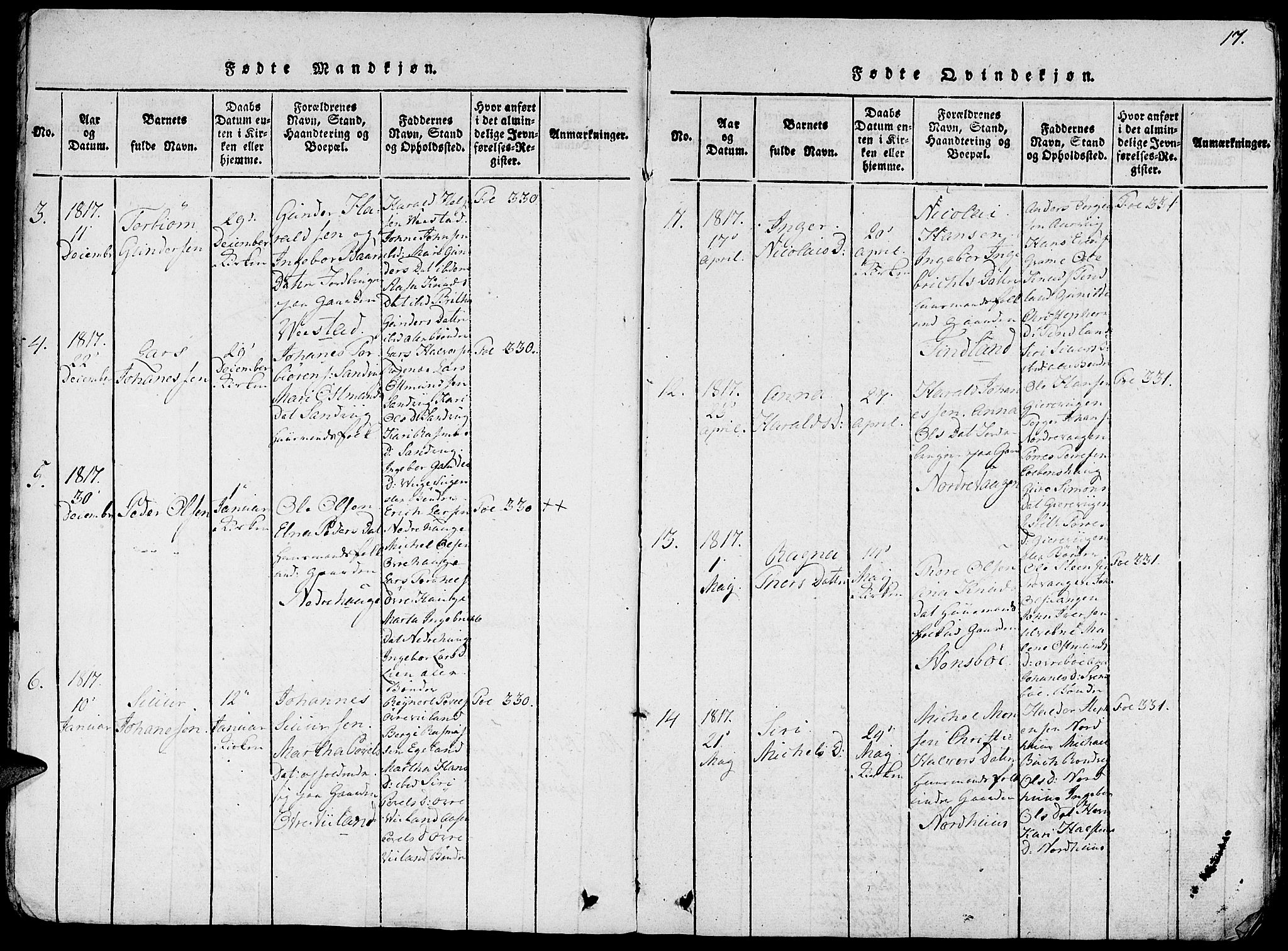 Fjelberg sokneprestembete, AV/SAB-A-75201/H/Haa: Parish register (official) no. A 4, 1816-1822, p. 17