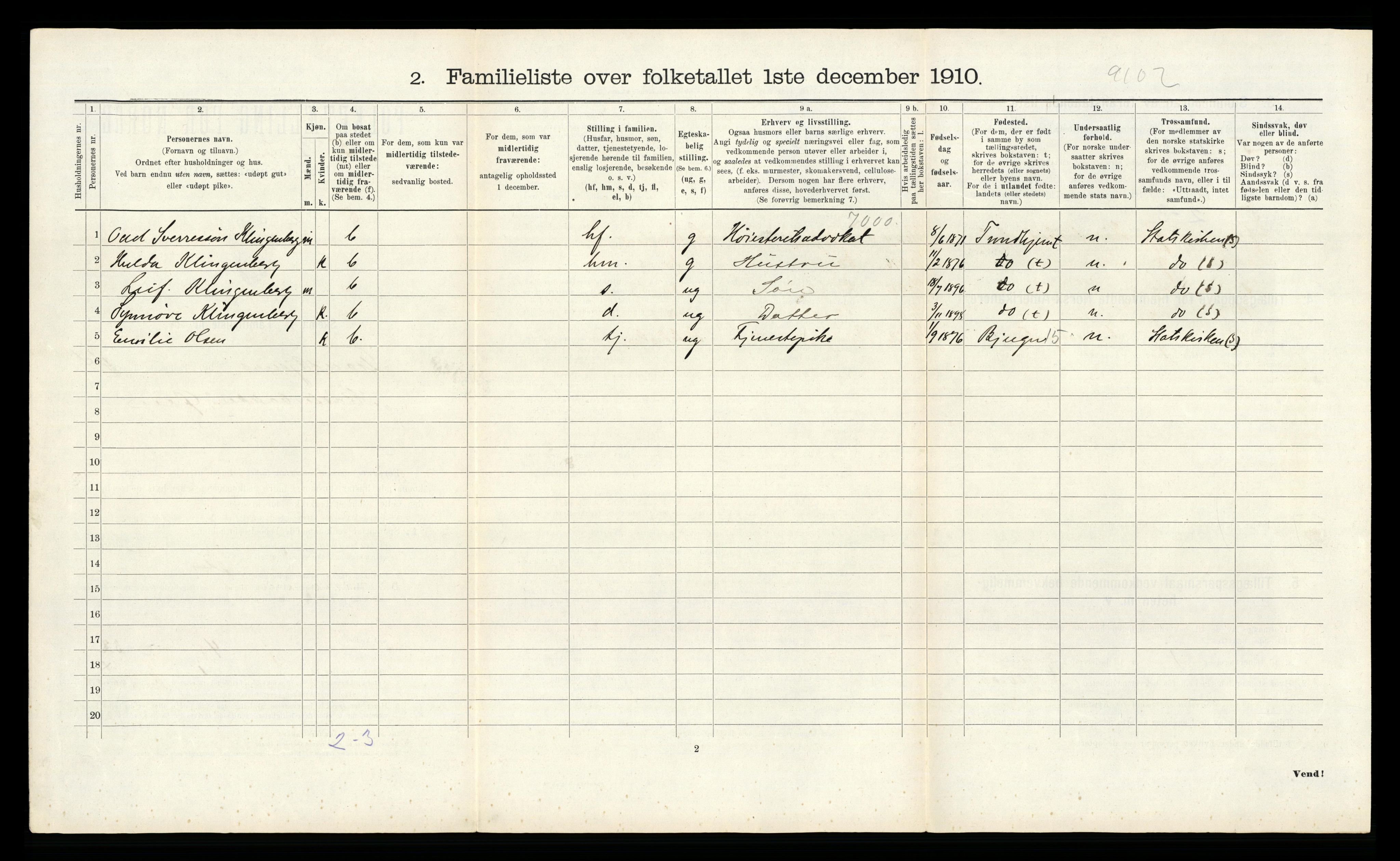 RA, 1910 census for Trondheim, 1910, p. 11304