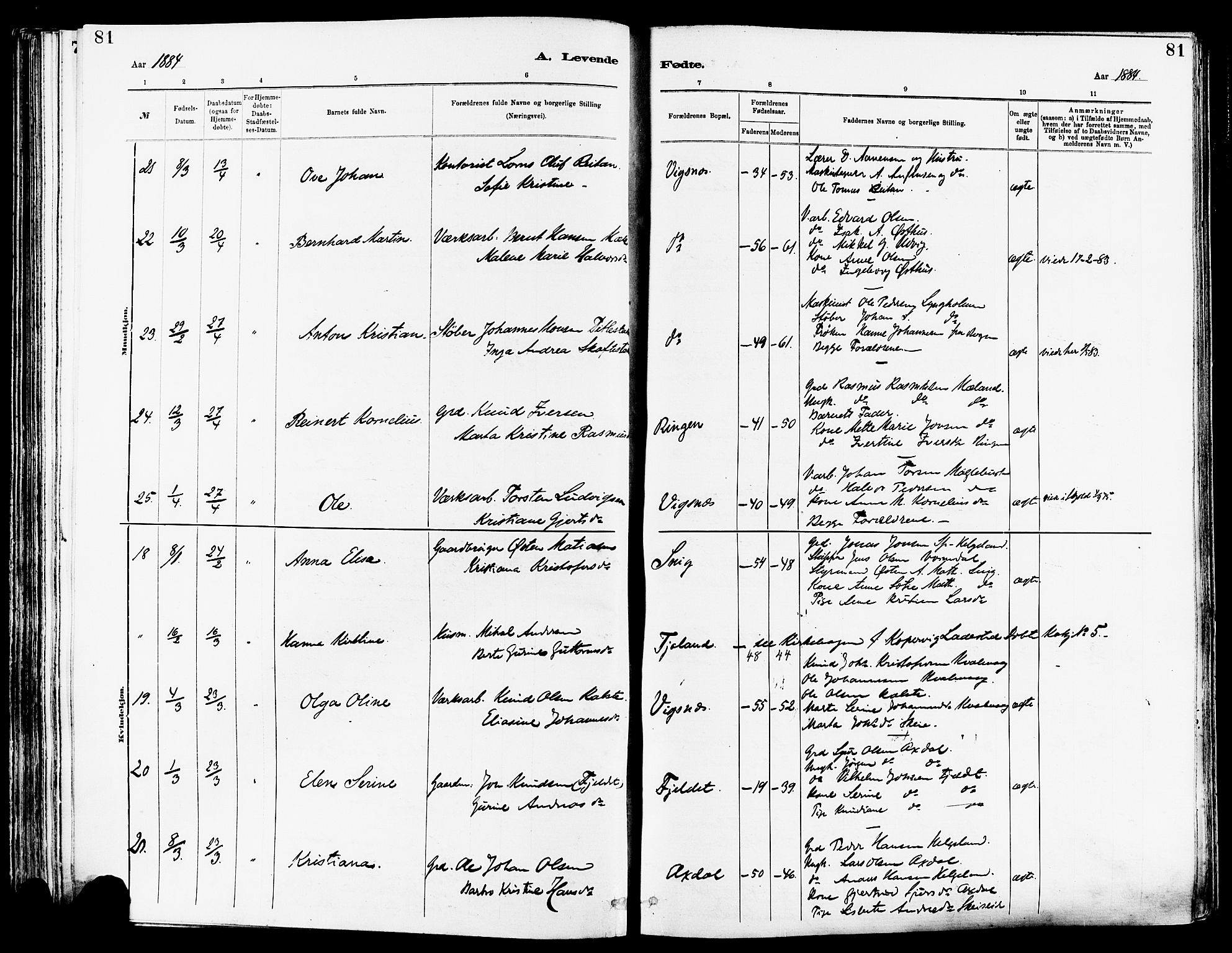 Avaldsnes sokneprestkontor, AV/SAST-A -101851/H/Ha/Haa/L0014: Parish register (official) no. A 14, 1880-1889, p. 81