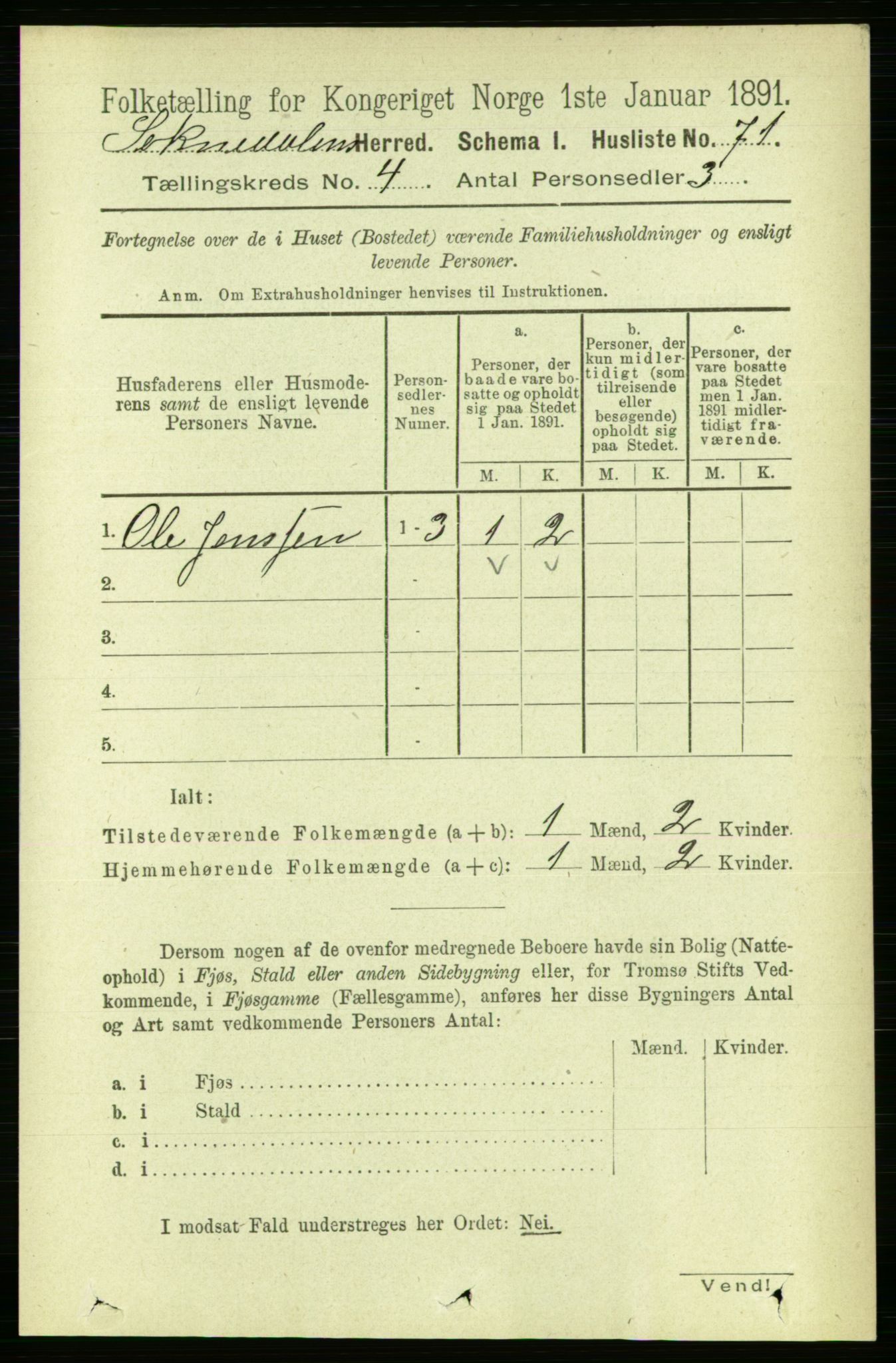 RA, 1891 census for 1649 Soknedal, 1891, p. 1596
