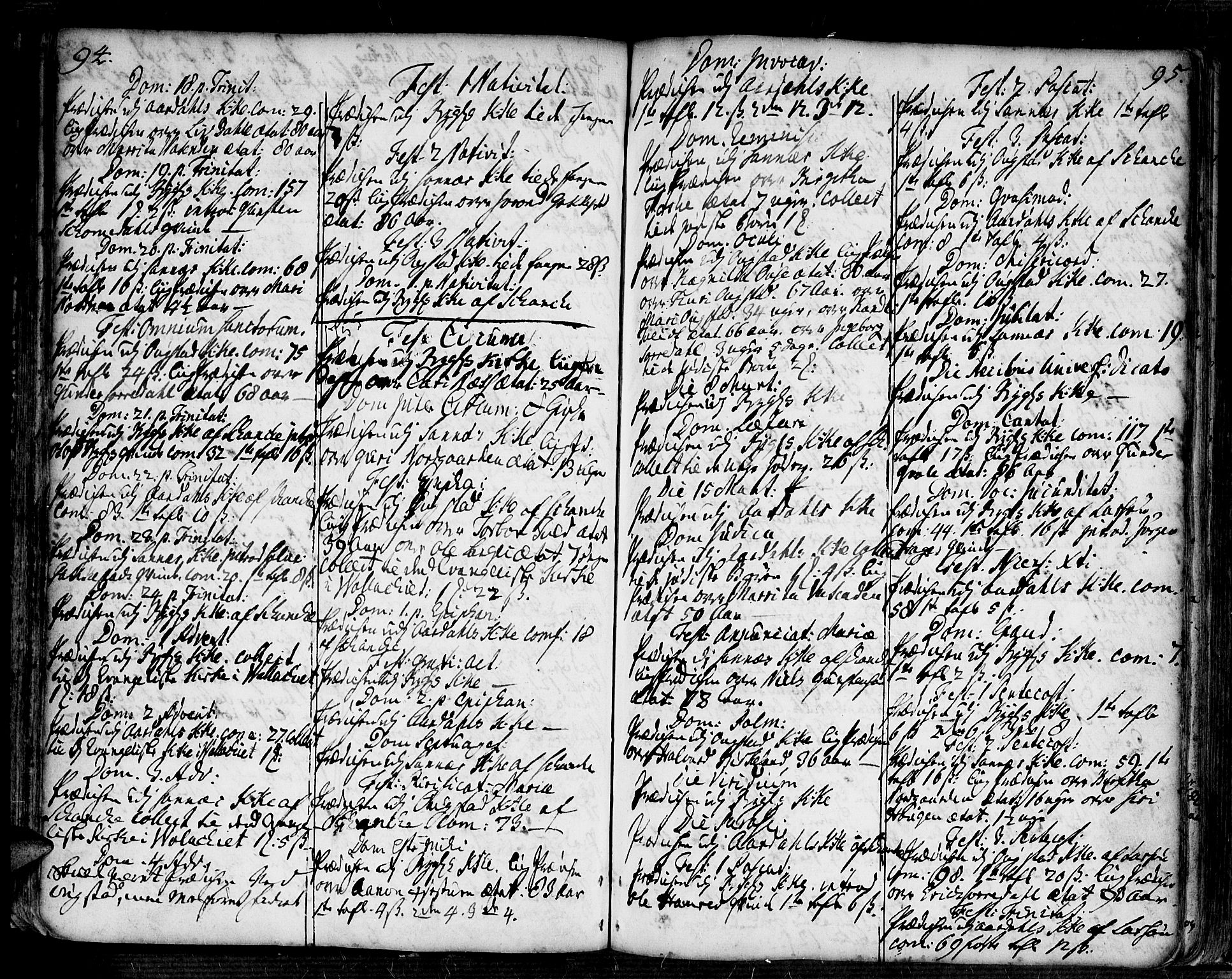 Bygland sokneprestkontor, SAK/1111-0006/F/Fa/Fab/L0001: Parish register (official) no. A 1, 1725-1766, p. 94-95