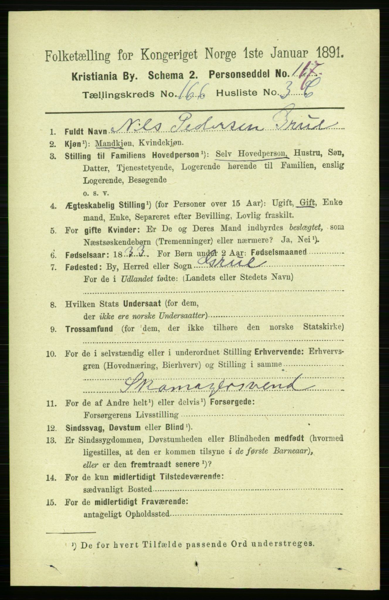 RA, 1891 census for 0301 Kristiania, 1891, p. 96444