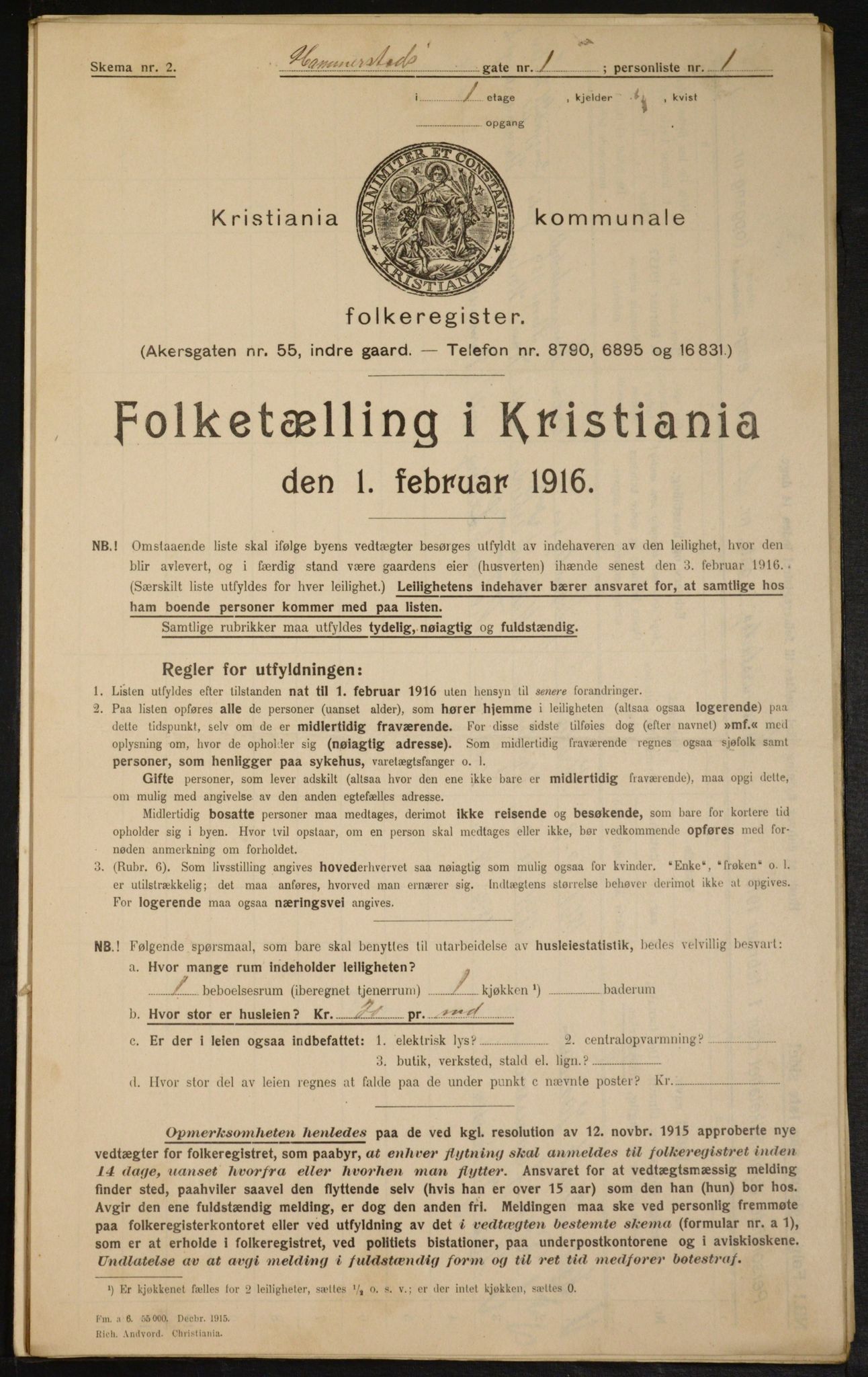 OBA, Municipal Census 1916 for Kristiania, 1916, p. 35119